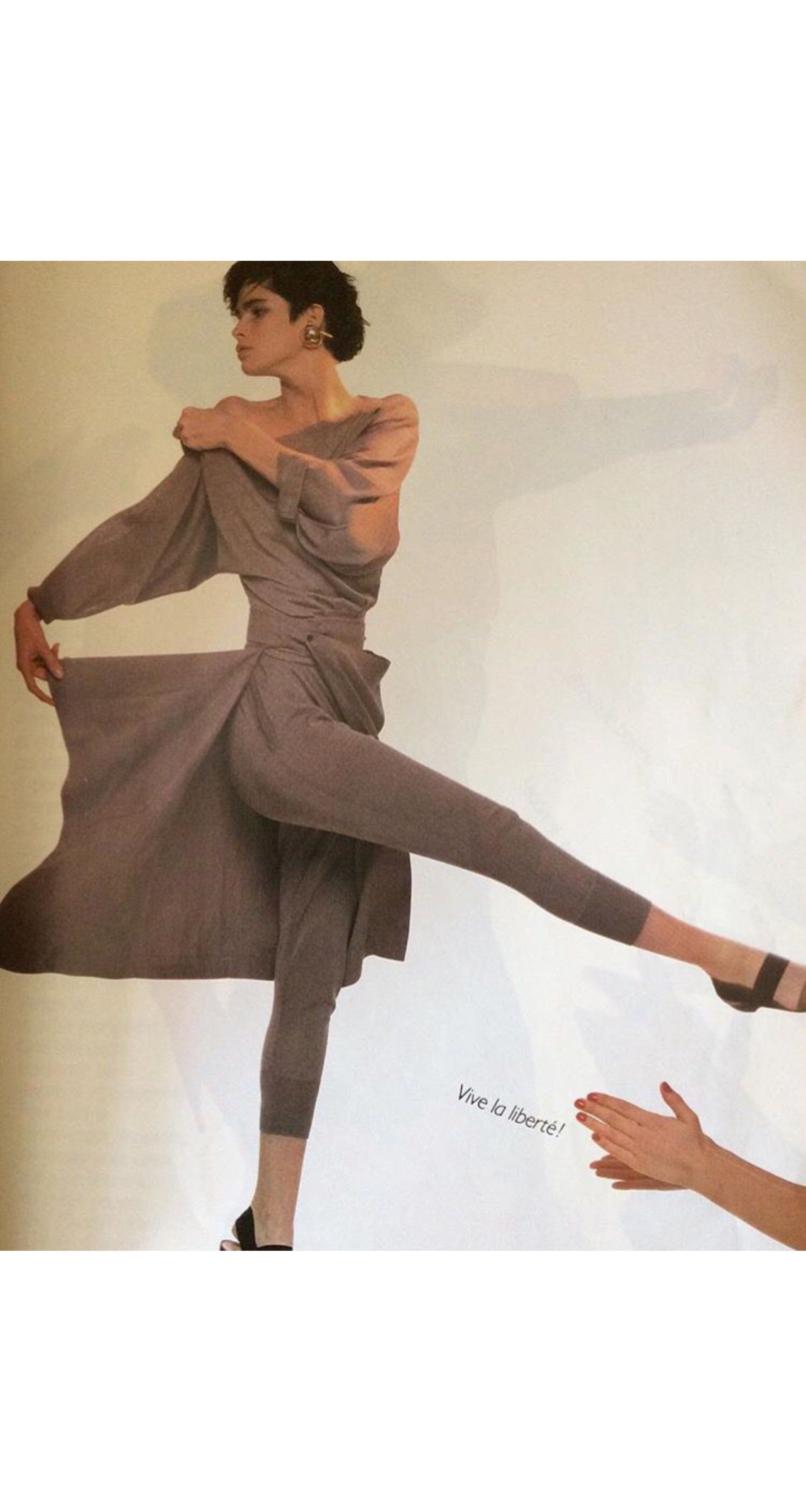1984 S/S Taupe Cut-Out Wrap Skirt & Sweater Set