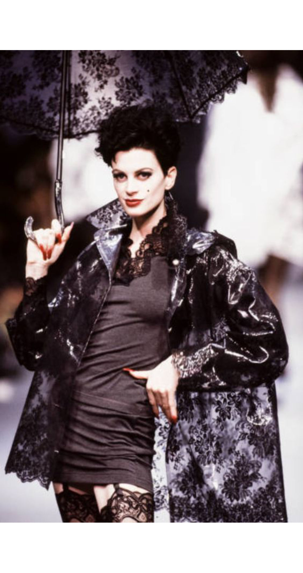 1992-93 F/W Lace Inset Gray Jersey Long Sleeve Top