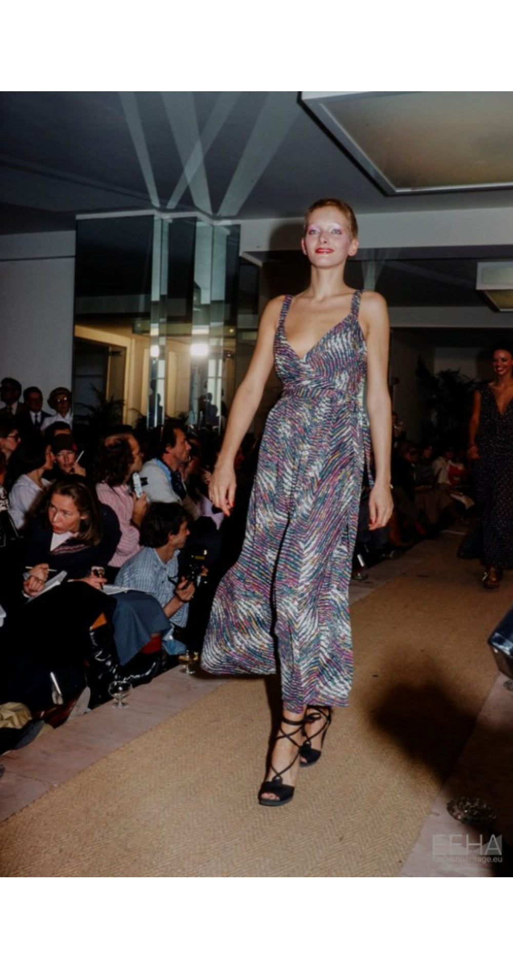 1976 S/S Abstract Print Viscose Jersey Wrap Dress & Sash