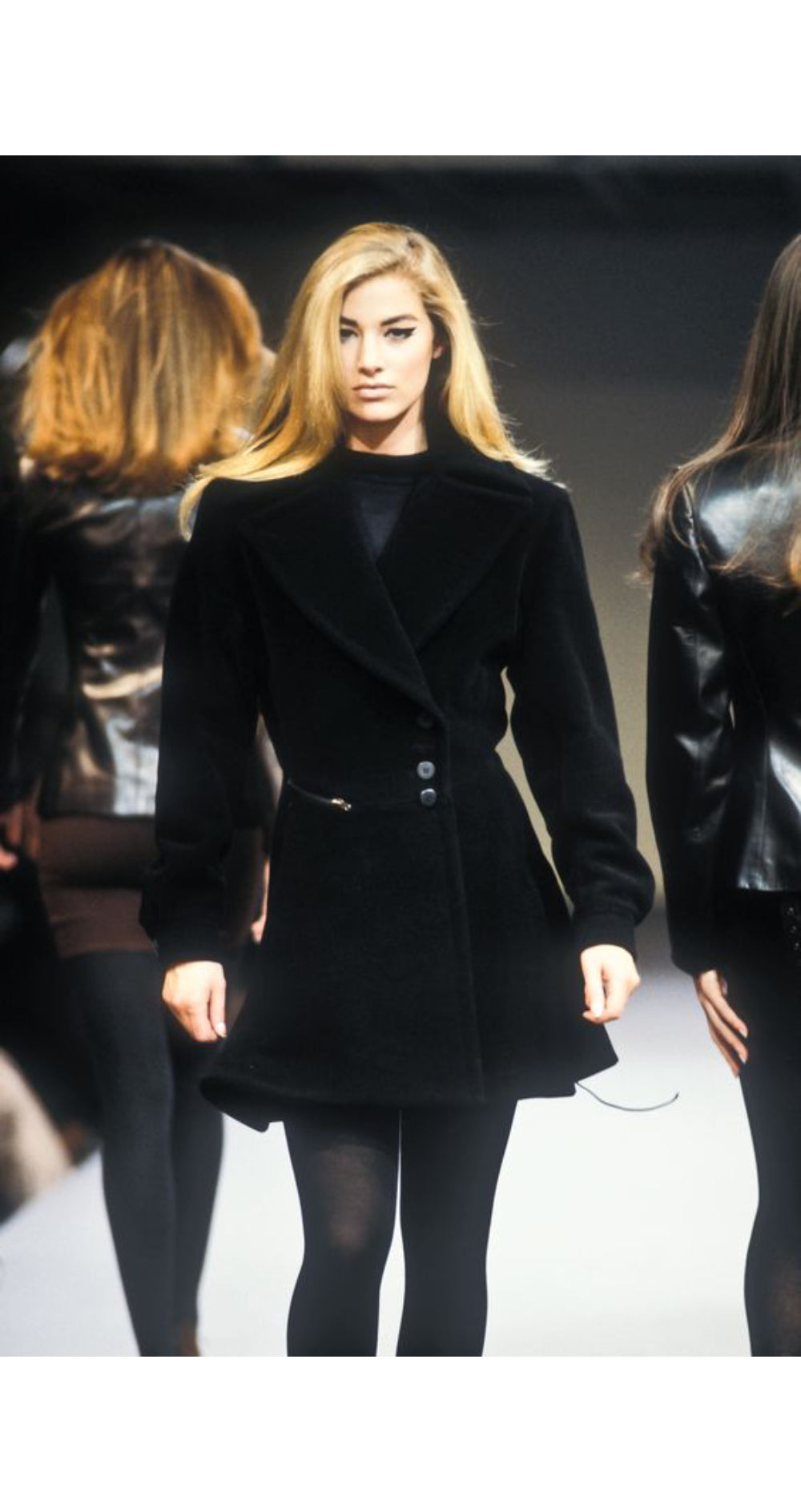 1990-91 F/W Runway Black Wool Lace-Up Back Coat