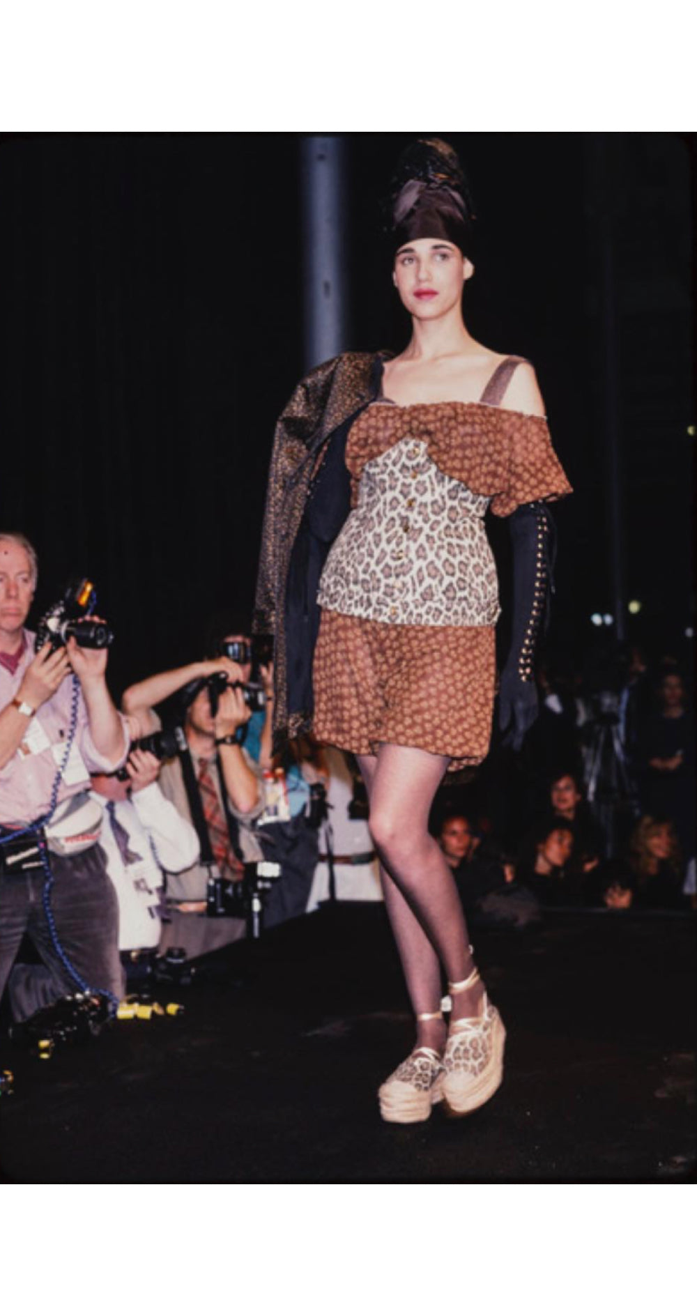 1989 S/S Leopard Print Denim Cotton Underbust Corset Top