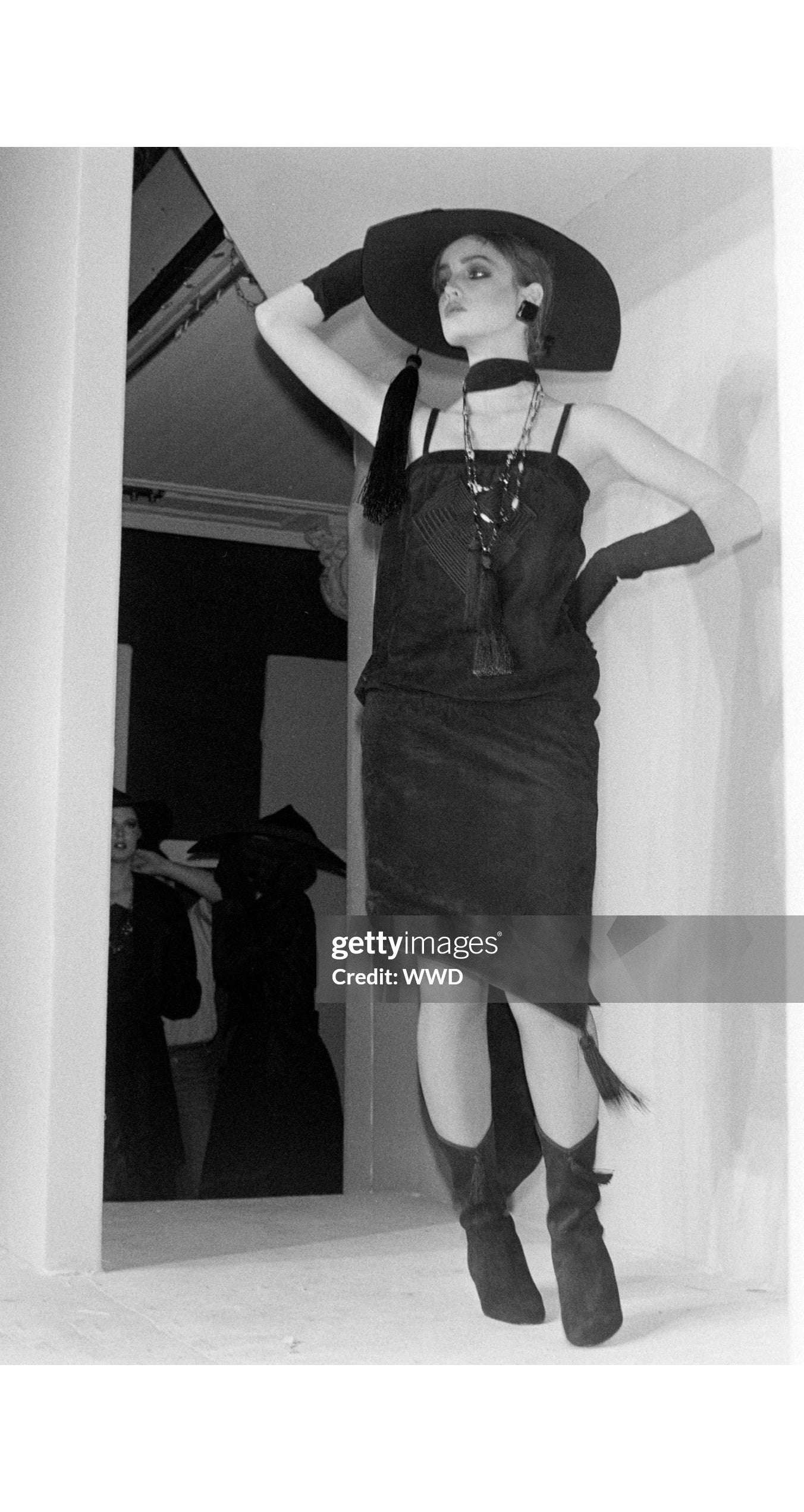 1980-81 F/W Black Suede Tassel Asymmetrical Blouson Dress