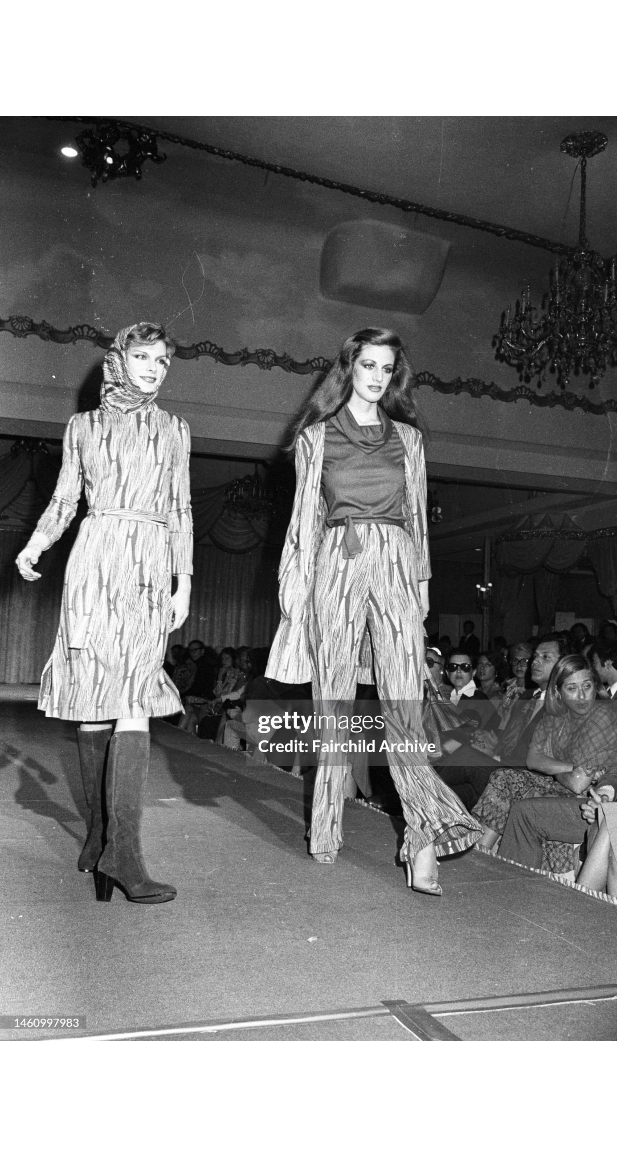 1976 F/W Tassel Print Navy Jersey Maxi Wrap Dress