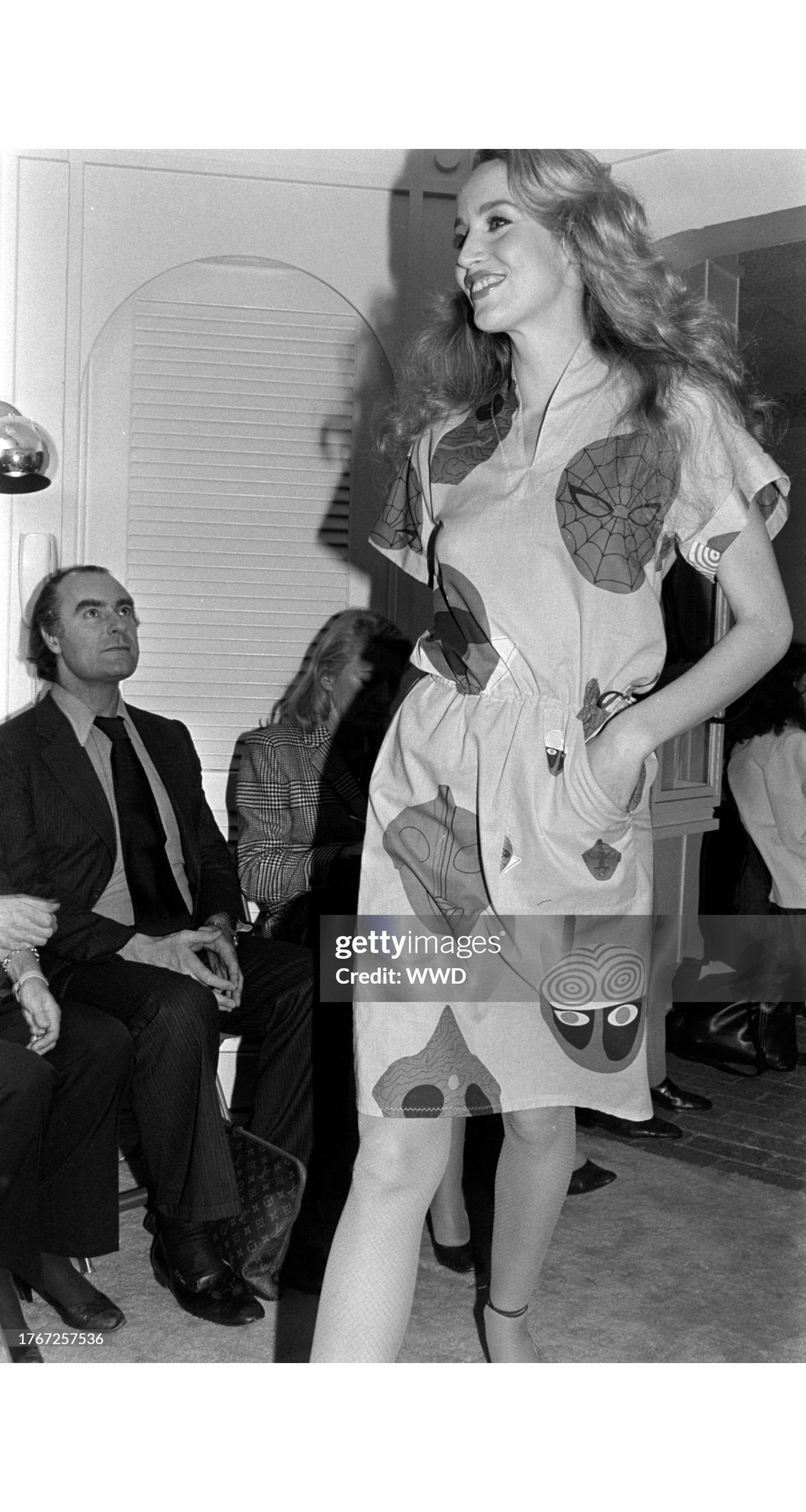 1980s Comic Book Character Blue Silk Shirt Dress