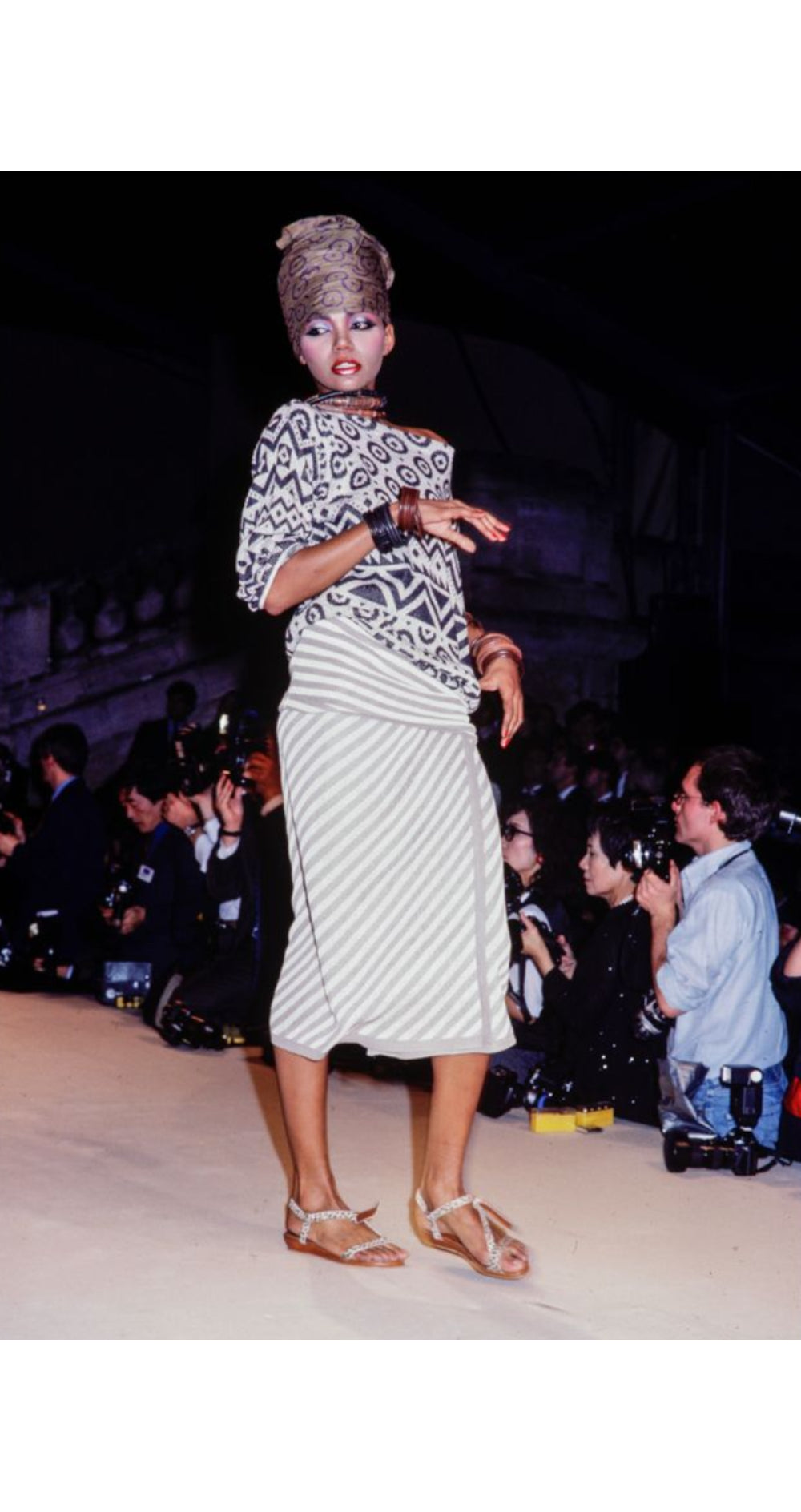 1984 S/S Striped Linen Knit Convertible Tube Dress