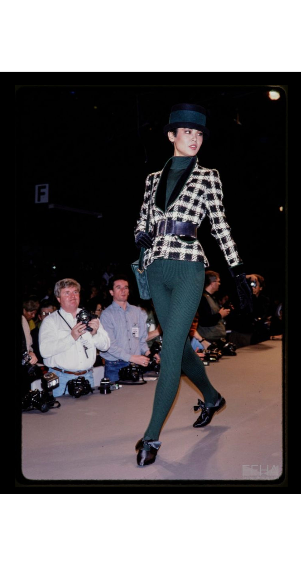 1989-90 F/W Mustard Wool & Black Velvet Skirt Suit