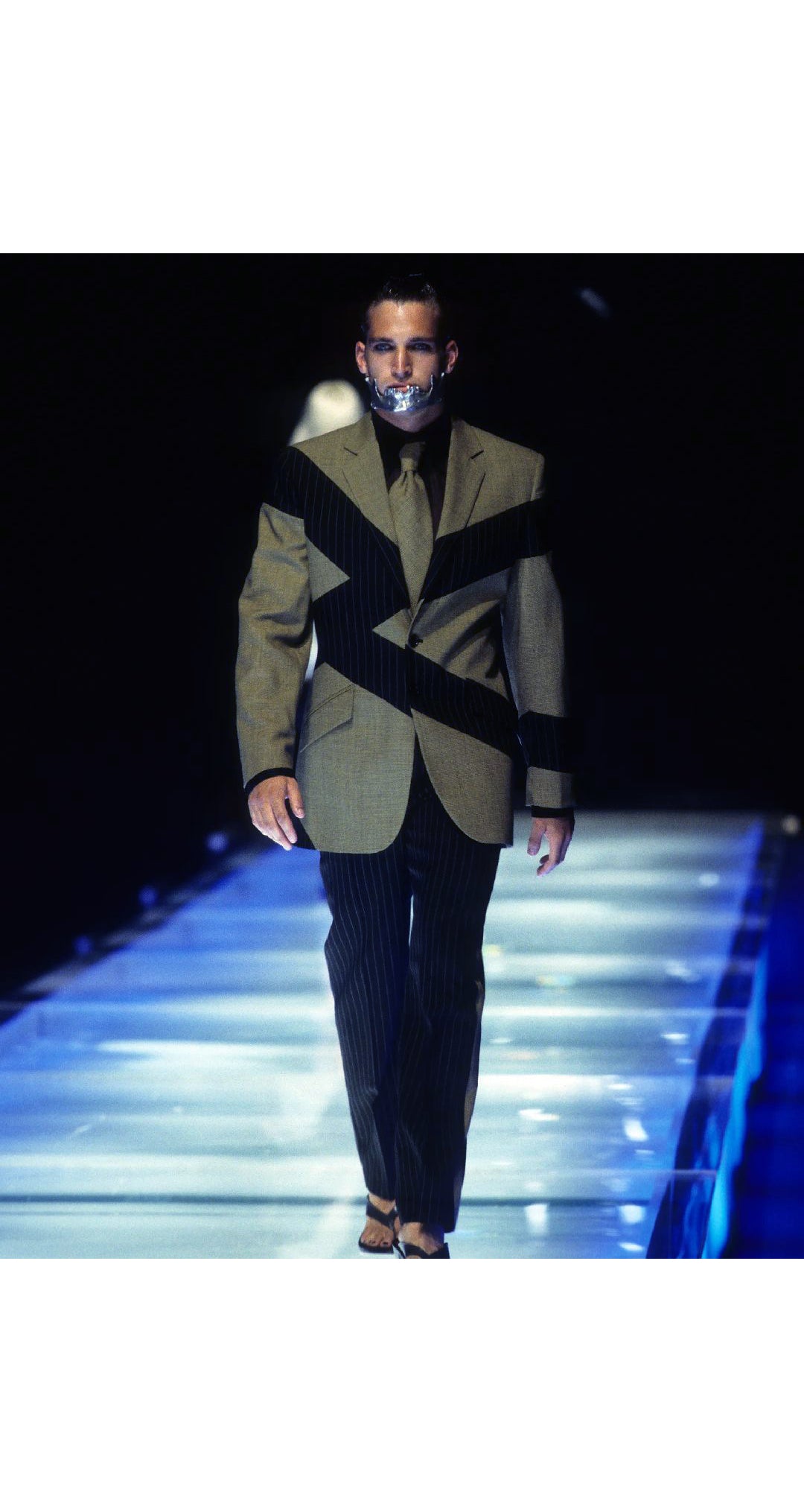 1998 S/S "Untitled" Men's Spliced Pinstripe & Houndstooth Wool Blazer