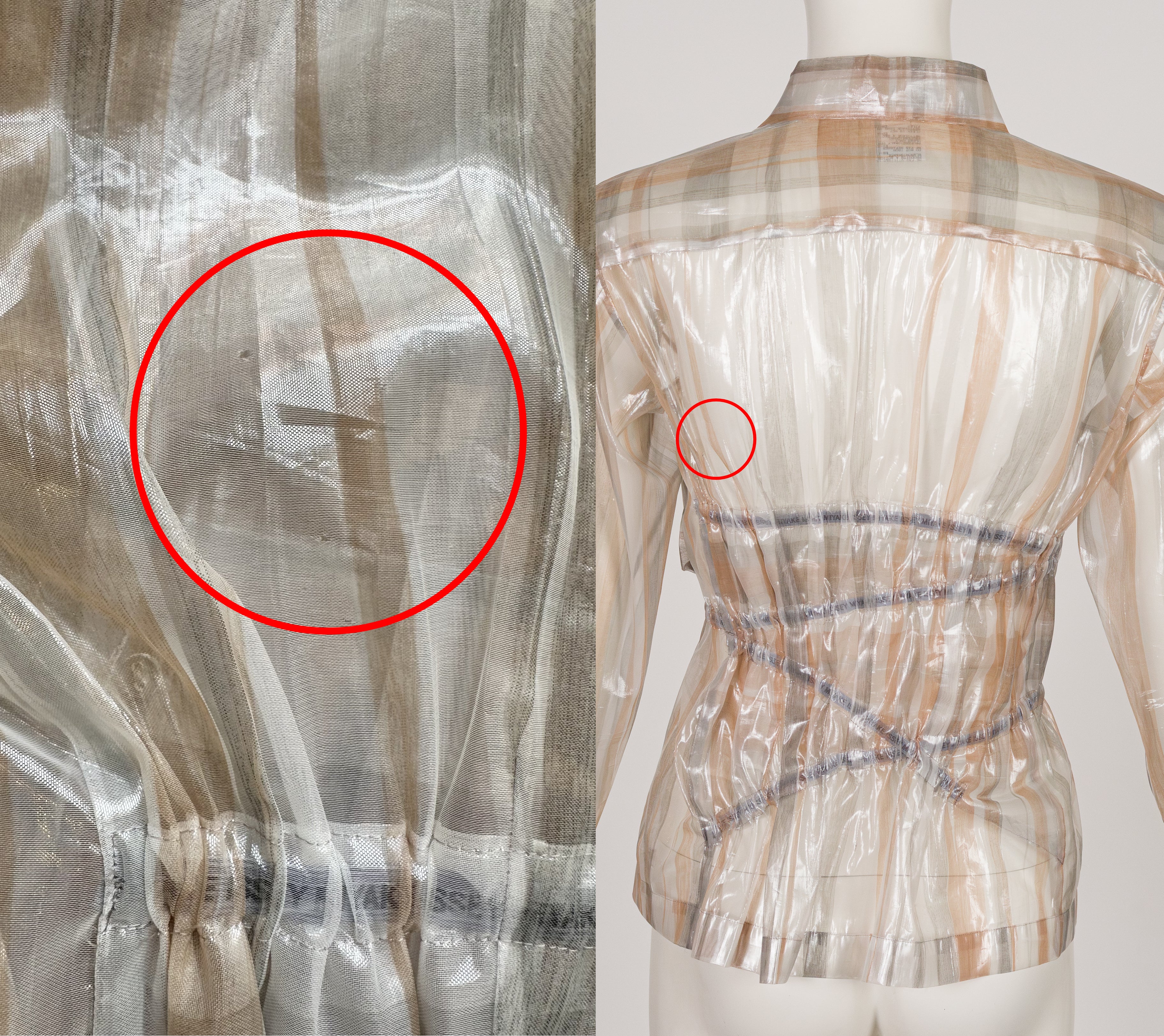 1996 S/S Transparent Metallic Striped Button-Up Top