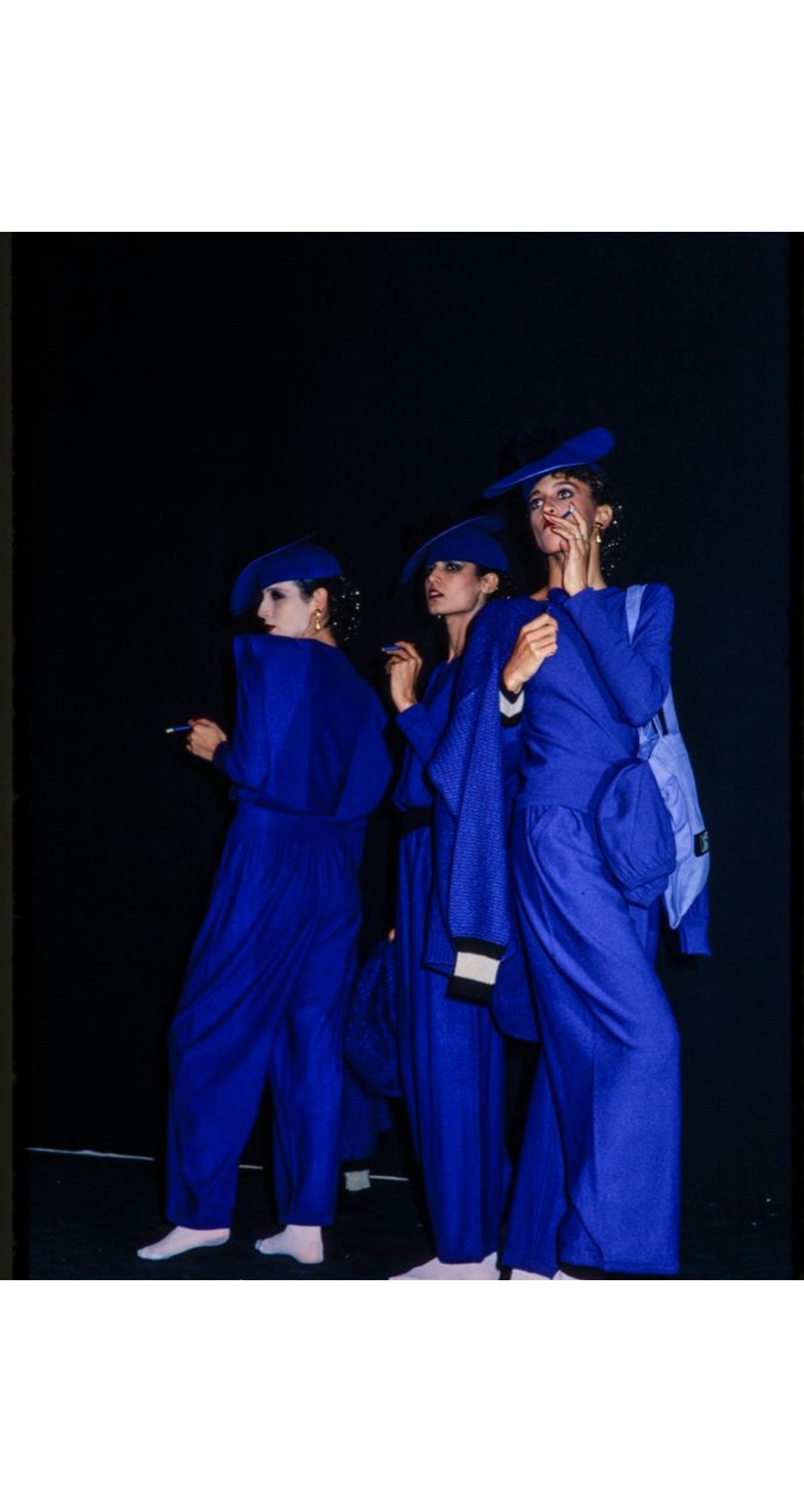 1982 S/S Indigo Wool Knit Ruffle Collar Dress