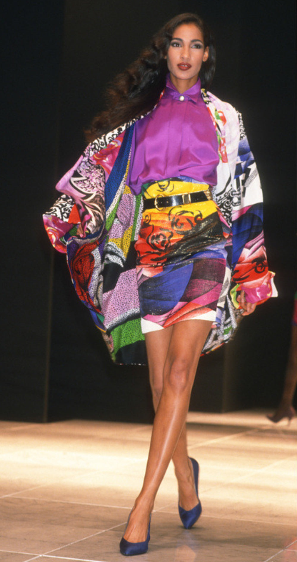 1990 S/S Abstract Graphic Print Viscose Jersey Skort