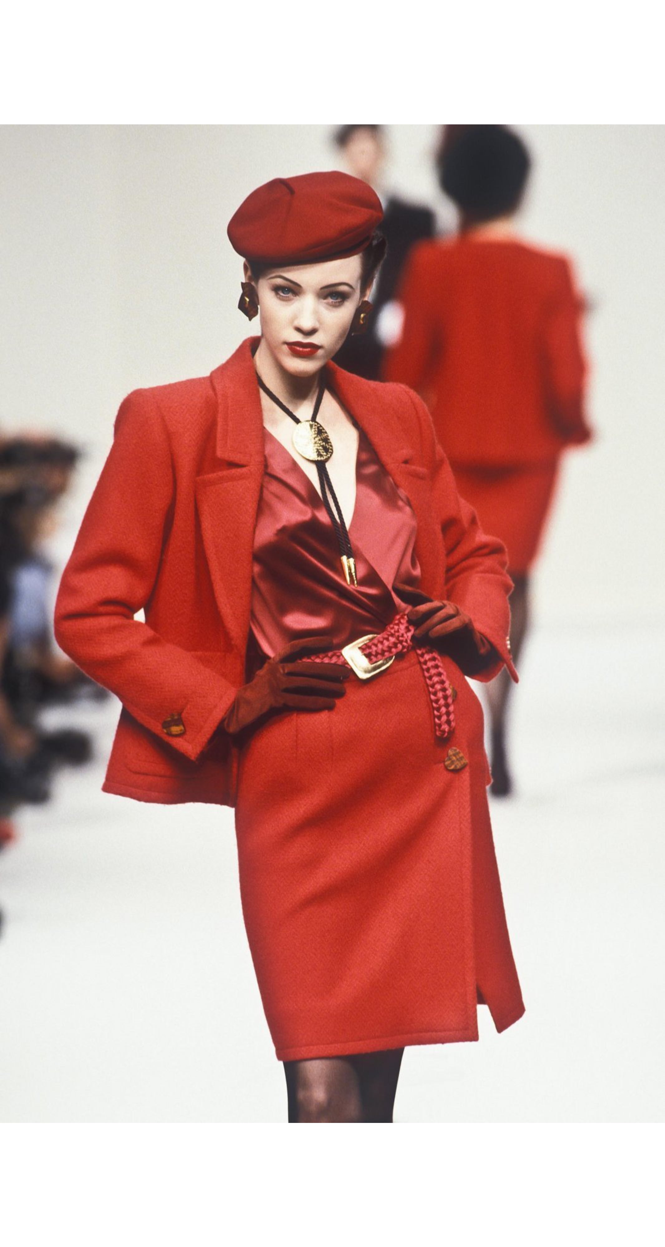 1993-94 F/W Heart-Shaped Wood Button Burgundy Wool Blazer