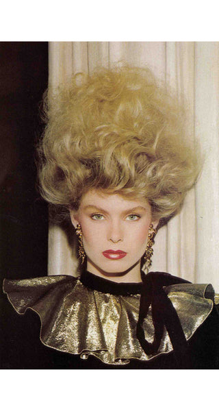 Christian Dior 1981-82 F/W Gold Lamé Collar Black Velvet Dress