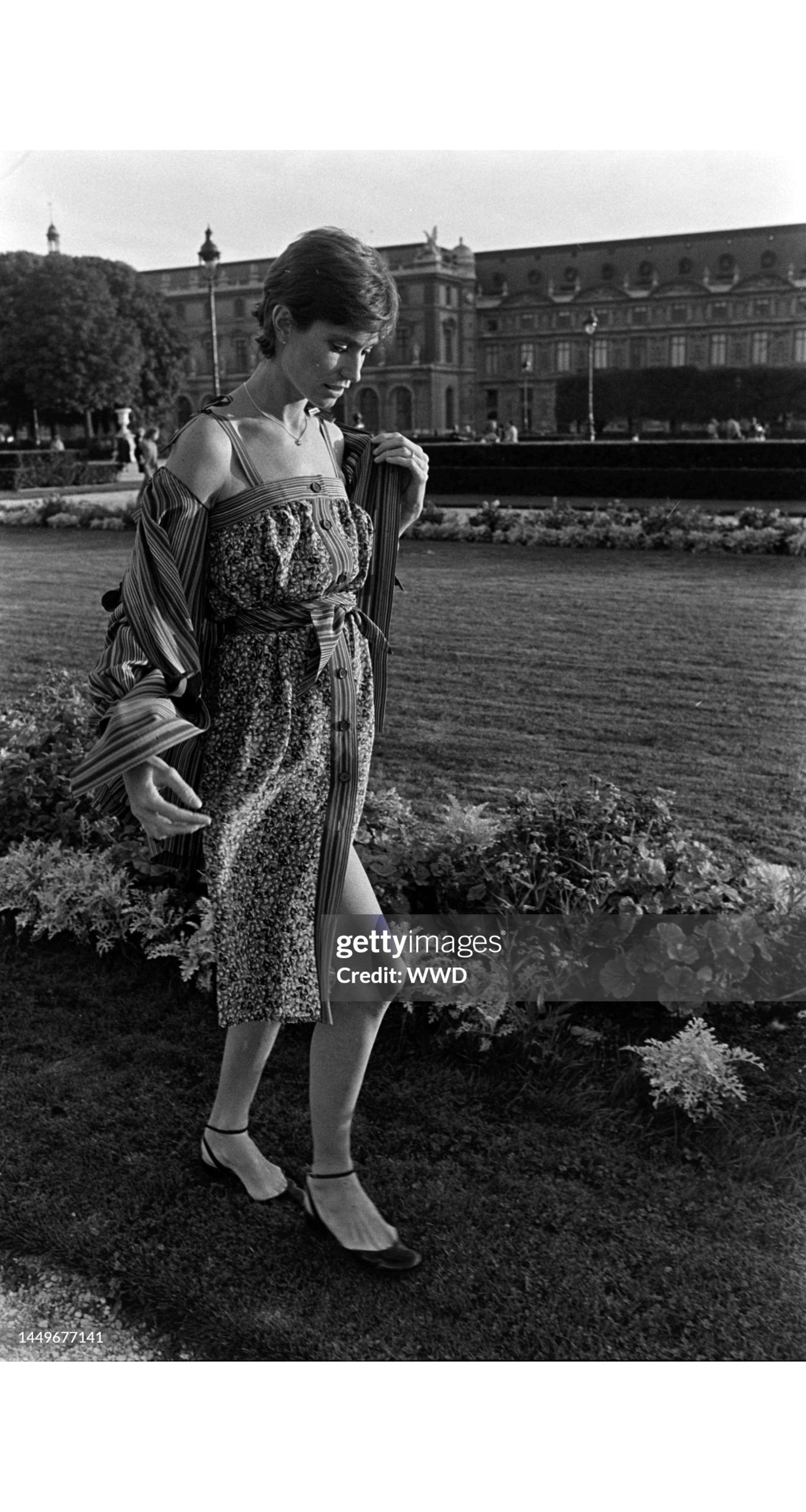 1978 S/S Pear Print Silk Tie-Strap Shift Dress