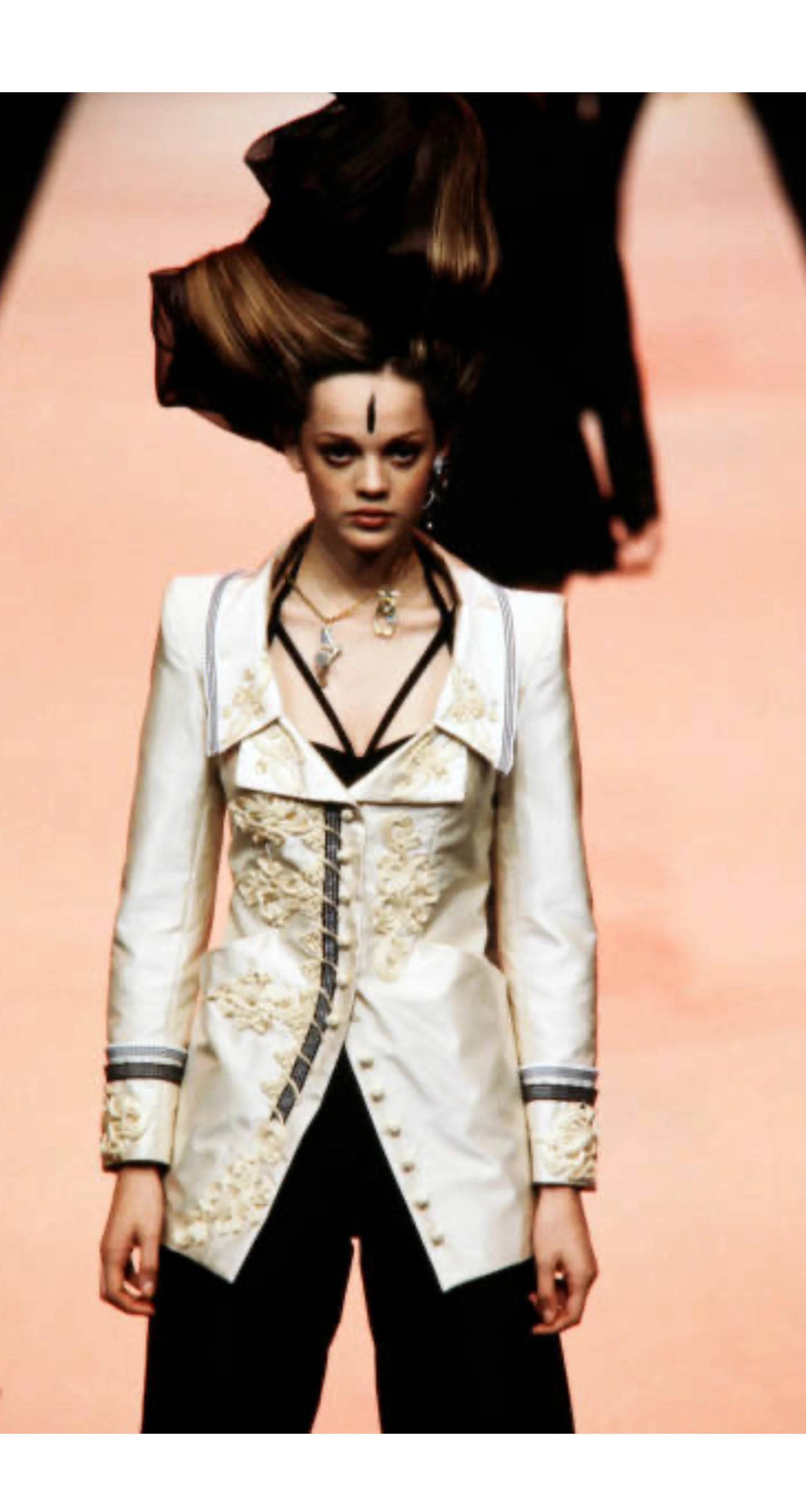 1998 S/S Runway Cream Silk Satin Soutache Jacket