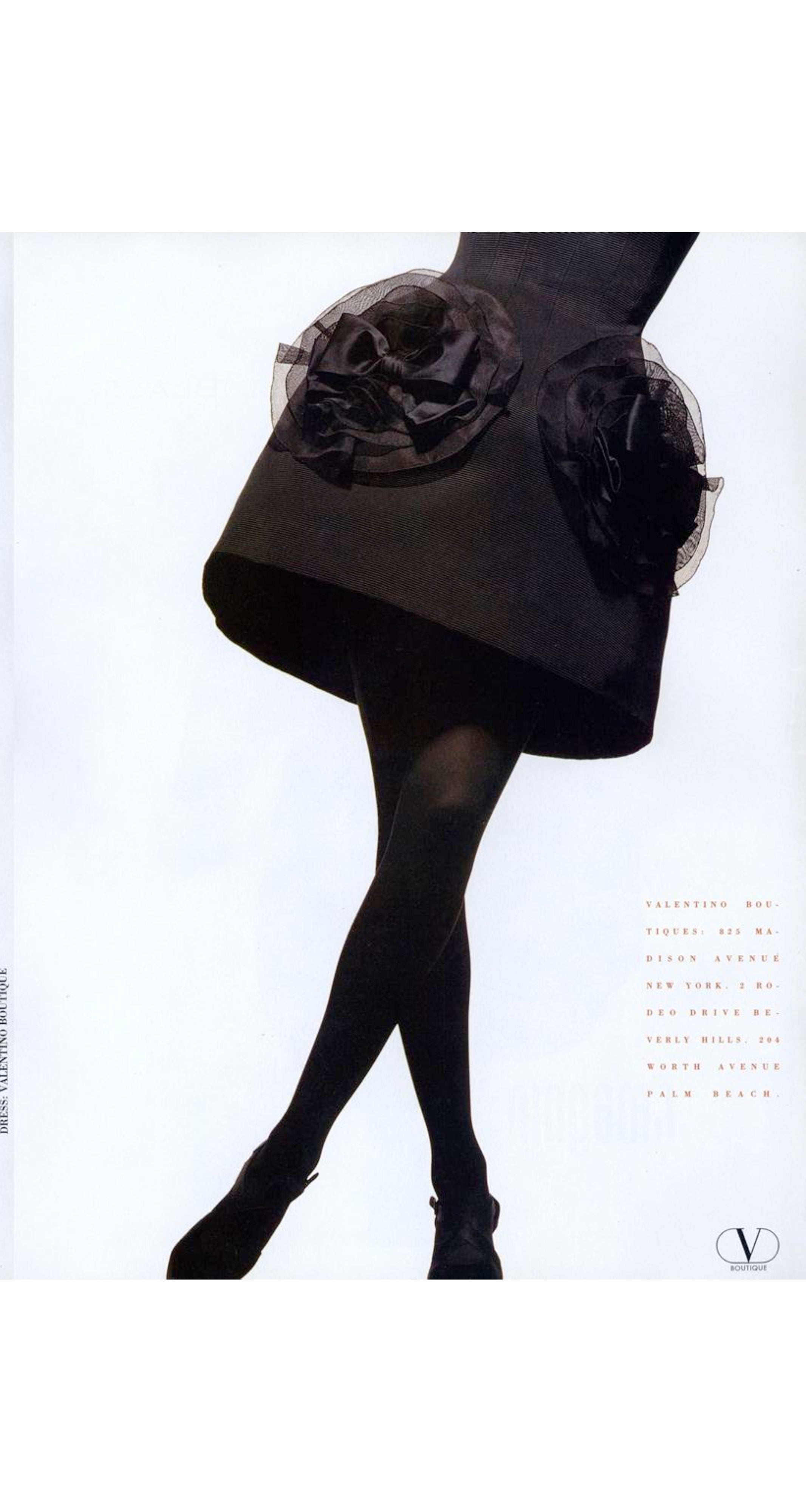 1991-92 F/W Black Silk Faille Ruffle Bow Cocktail Mini Dress
