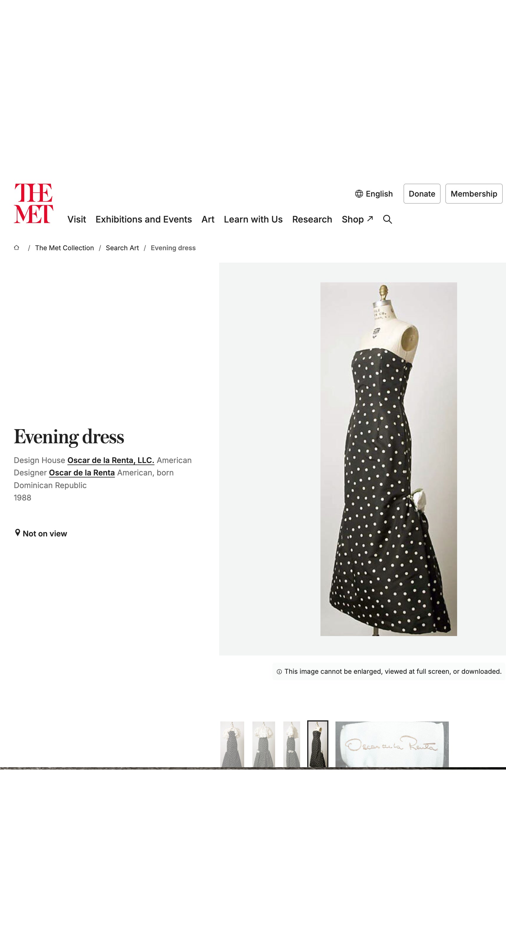 1980s Black & White Polka Dot Strapless Mermaid Gown