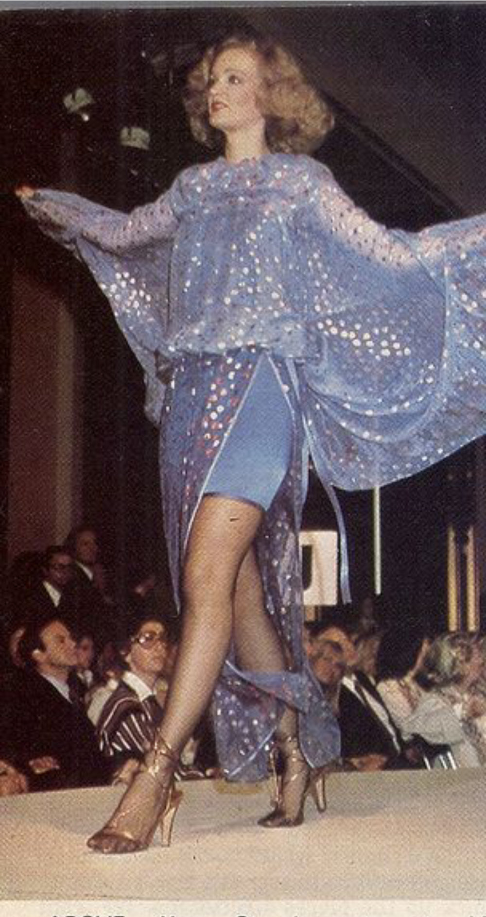 1978-79 F/W Metallic Polka Dot Black Silk Chiffon Wrap Skirt