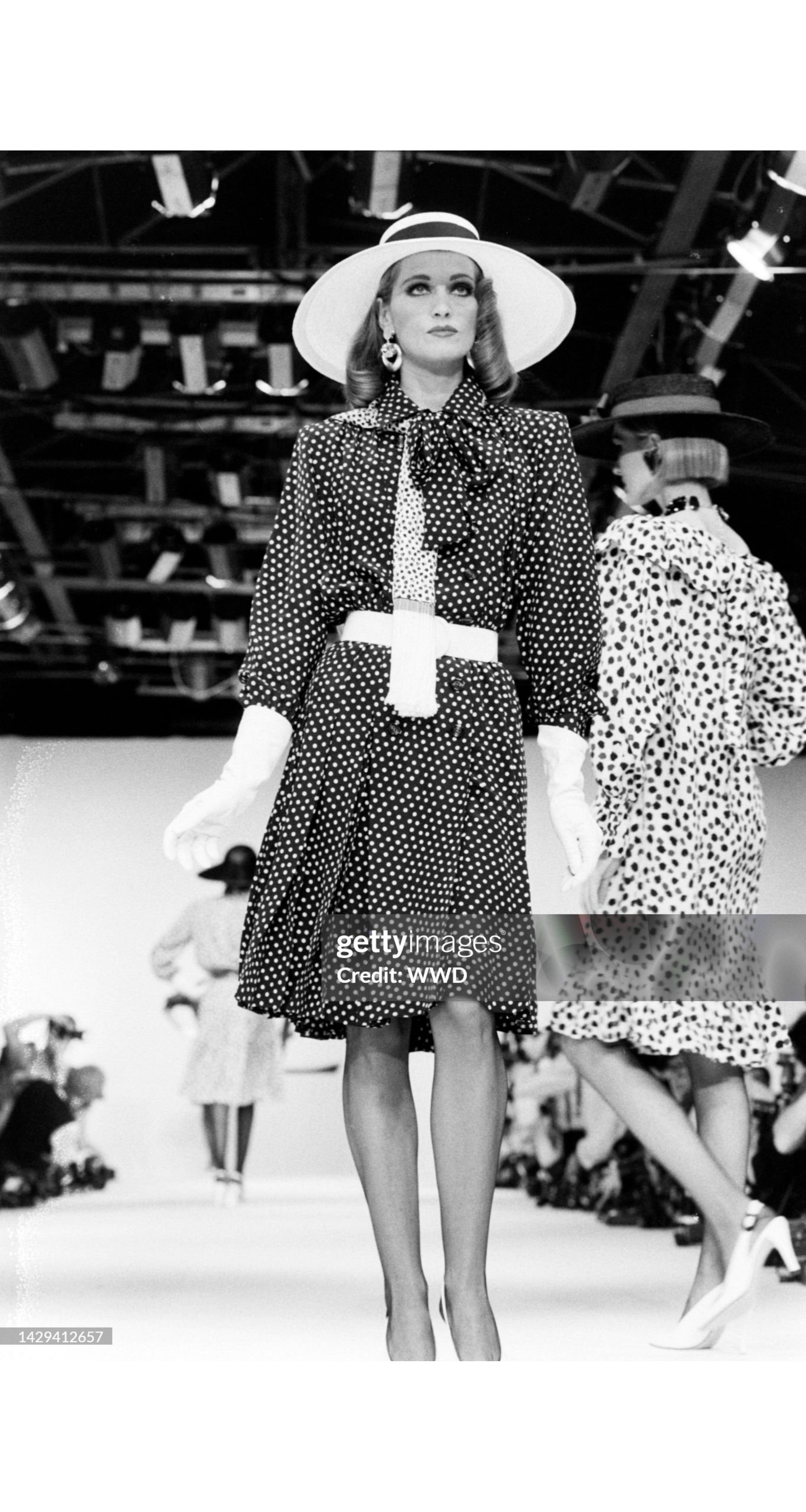 1984 S/S Polka Dot Navy Silk Double-Breasted Dress