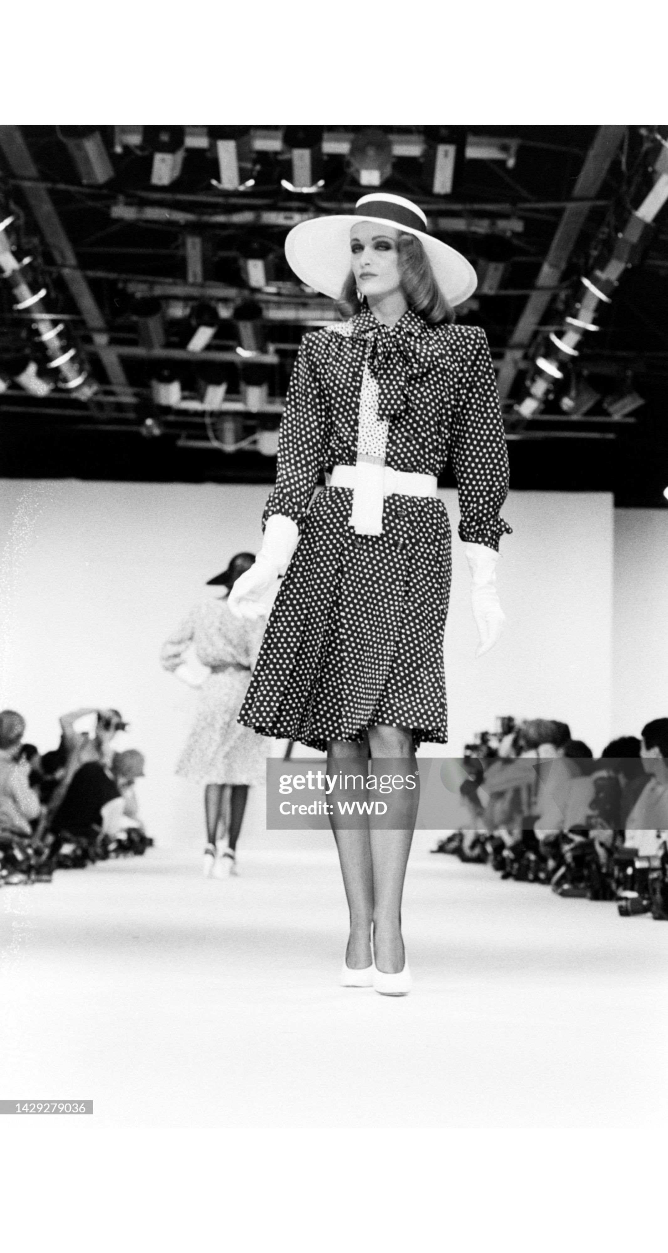 1984 S/S Polka Dot Navy Silk Double-Breasted Dress