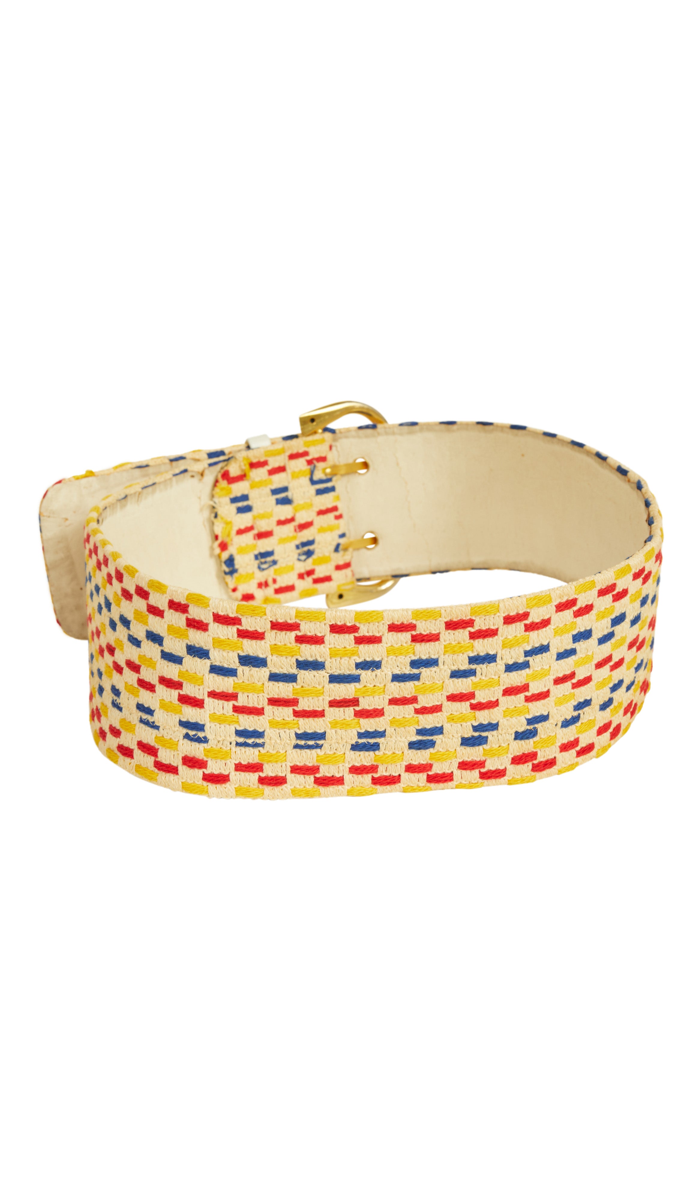 c. 1970 Miss Dior Mod Wide Fabric & Leather Belt