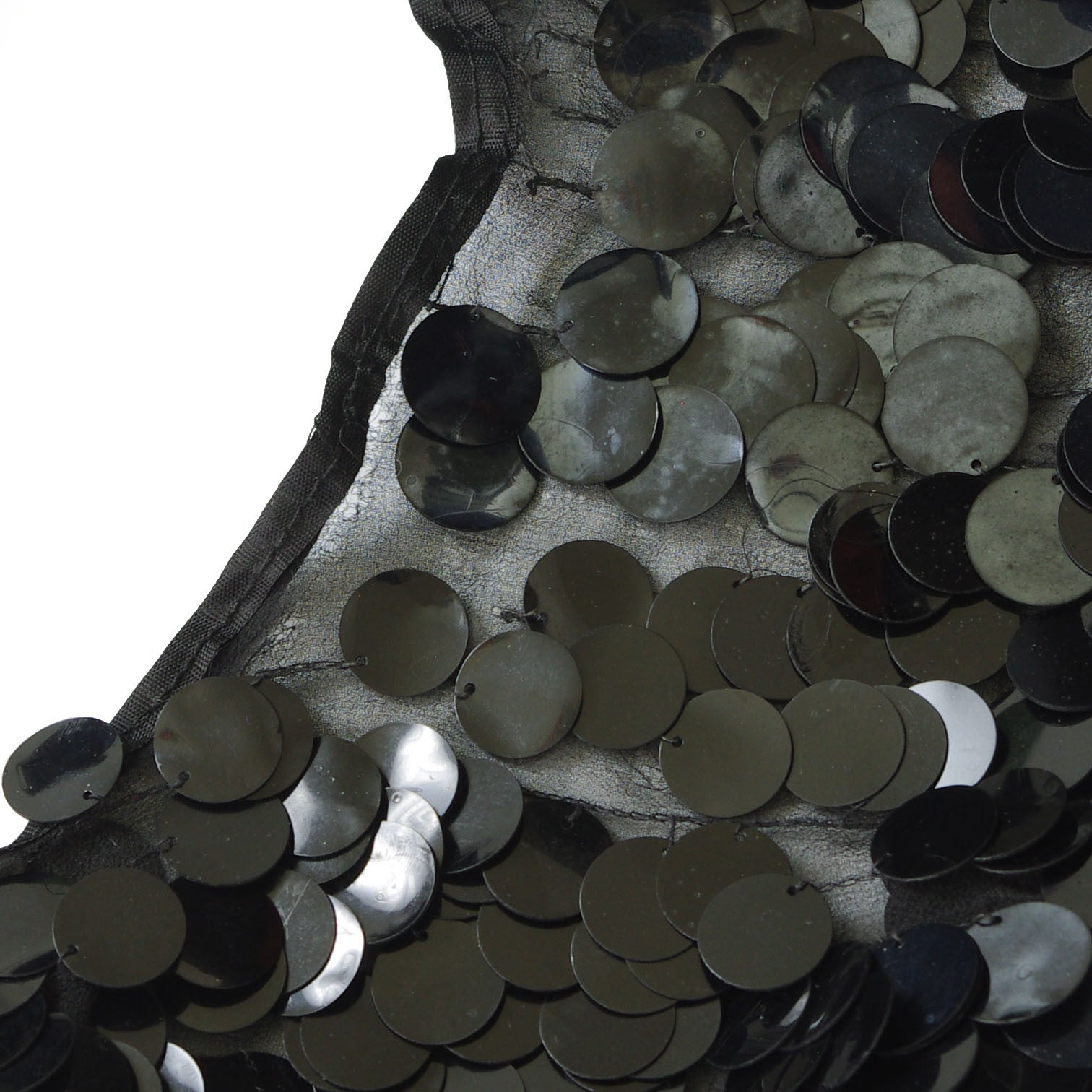 1920s Large Black Paillette Sequin Silk Chiffon Evening Top