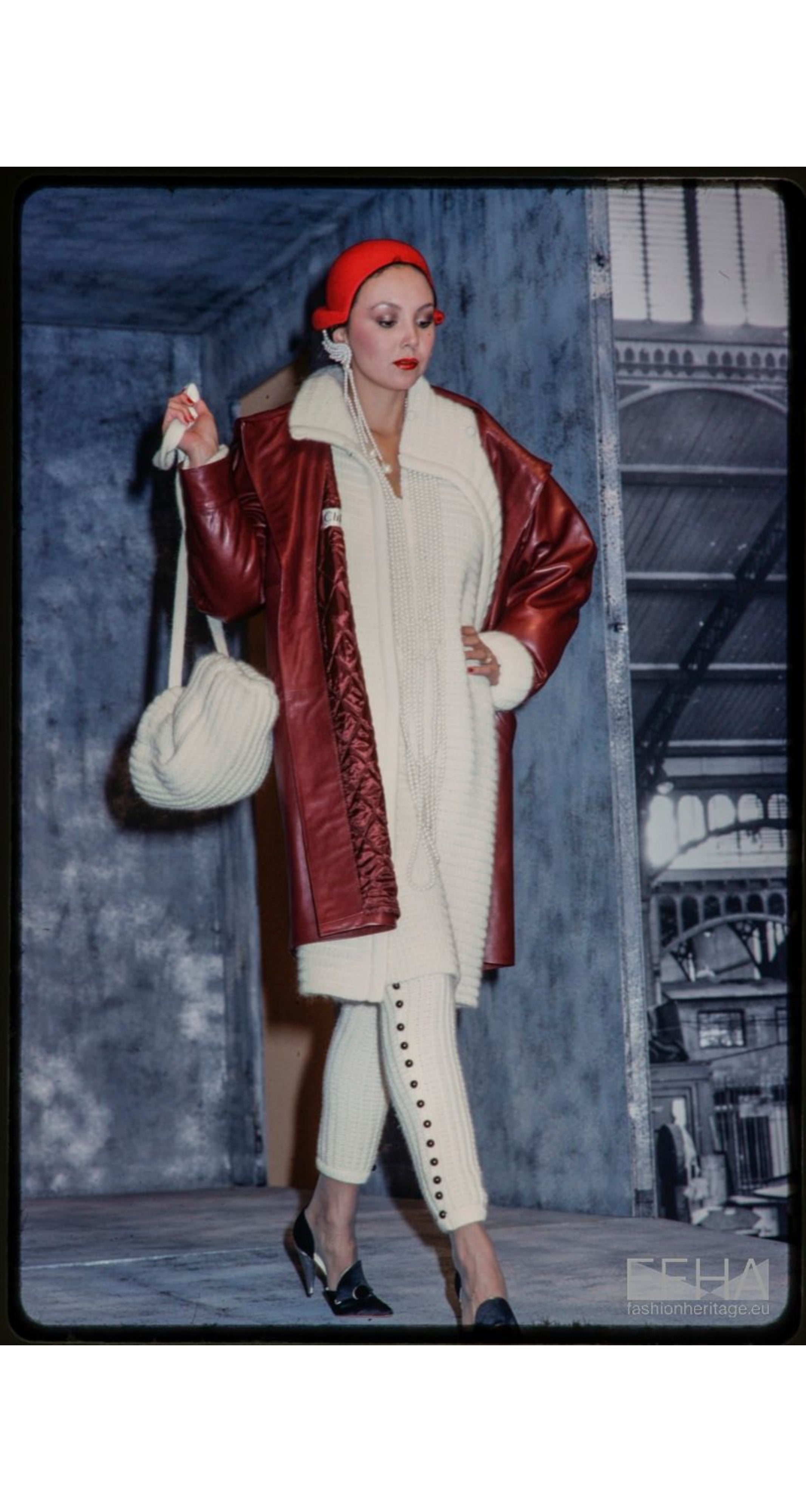 1979-80 F/W Burgundy Mohair Knit Long Cardigan