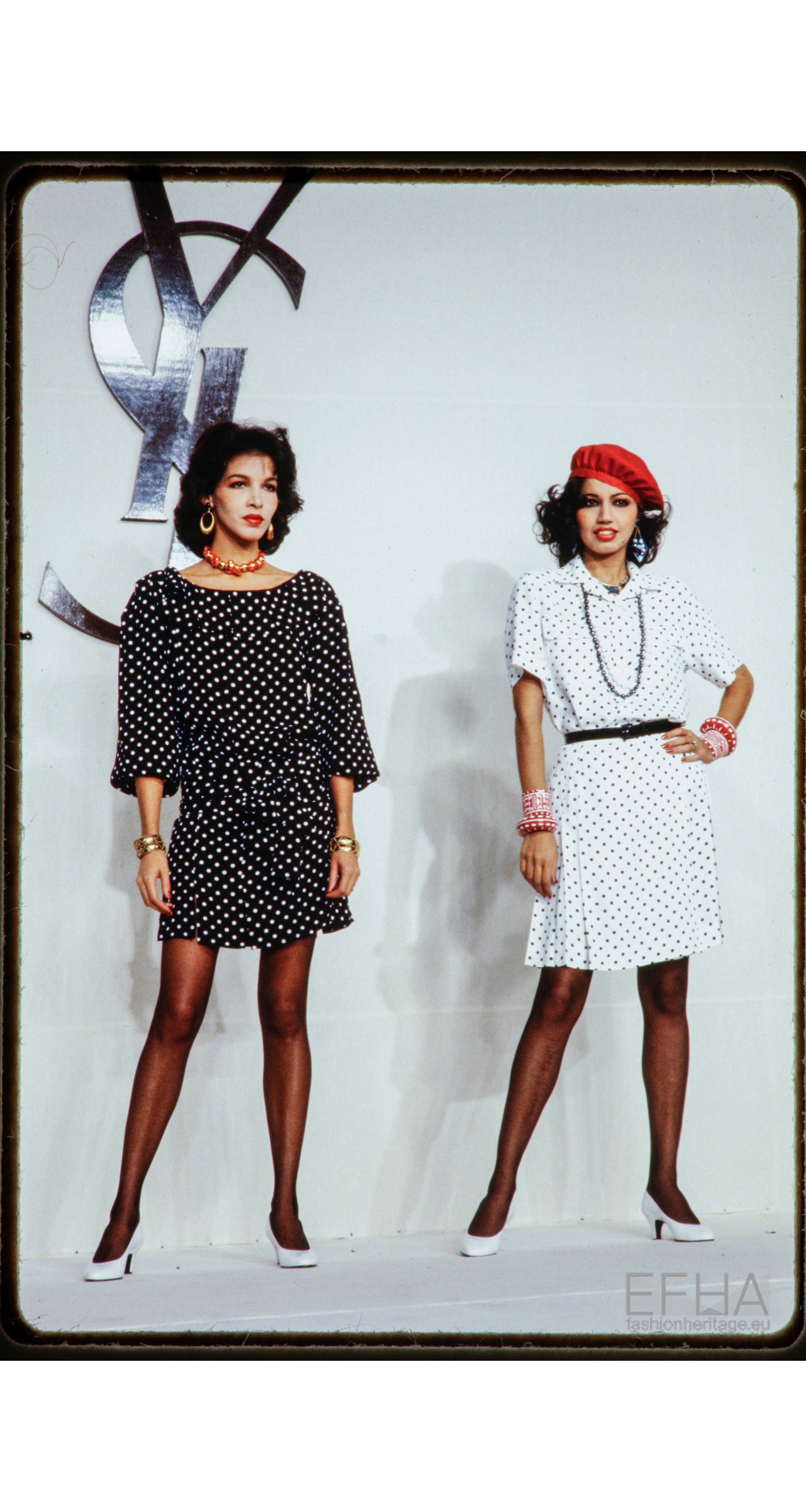 1981 S/S Runway Black & White Polka-Dot Carwash Dress