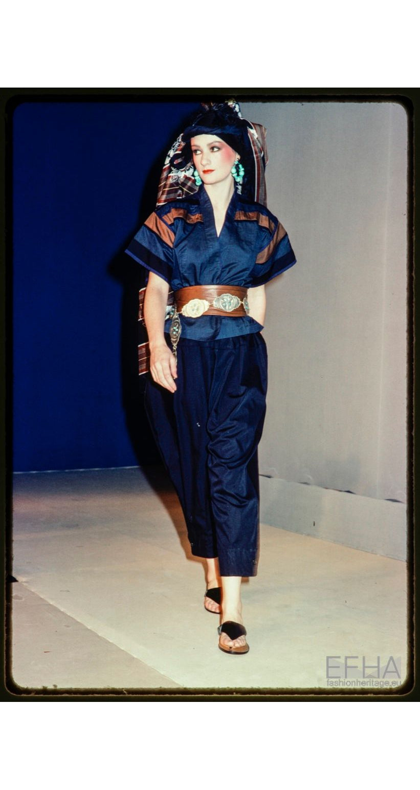 1982 S/S Runway Pinstripe Cotton Wrap Top