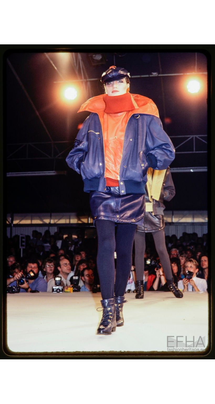 1982 F/W Black Wool & Leather Aviator Bomber Jacket