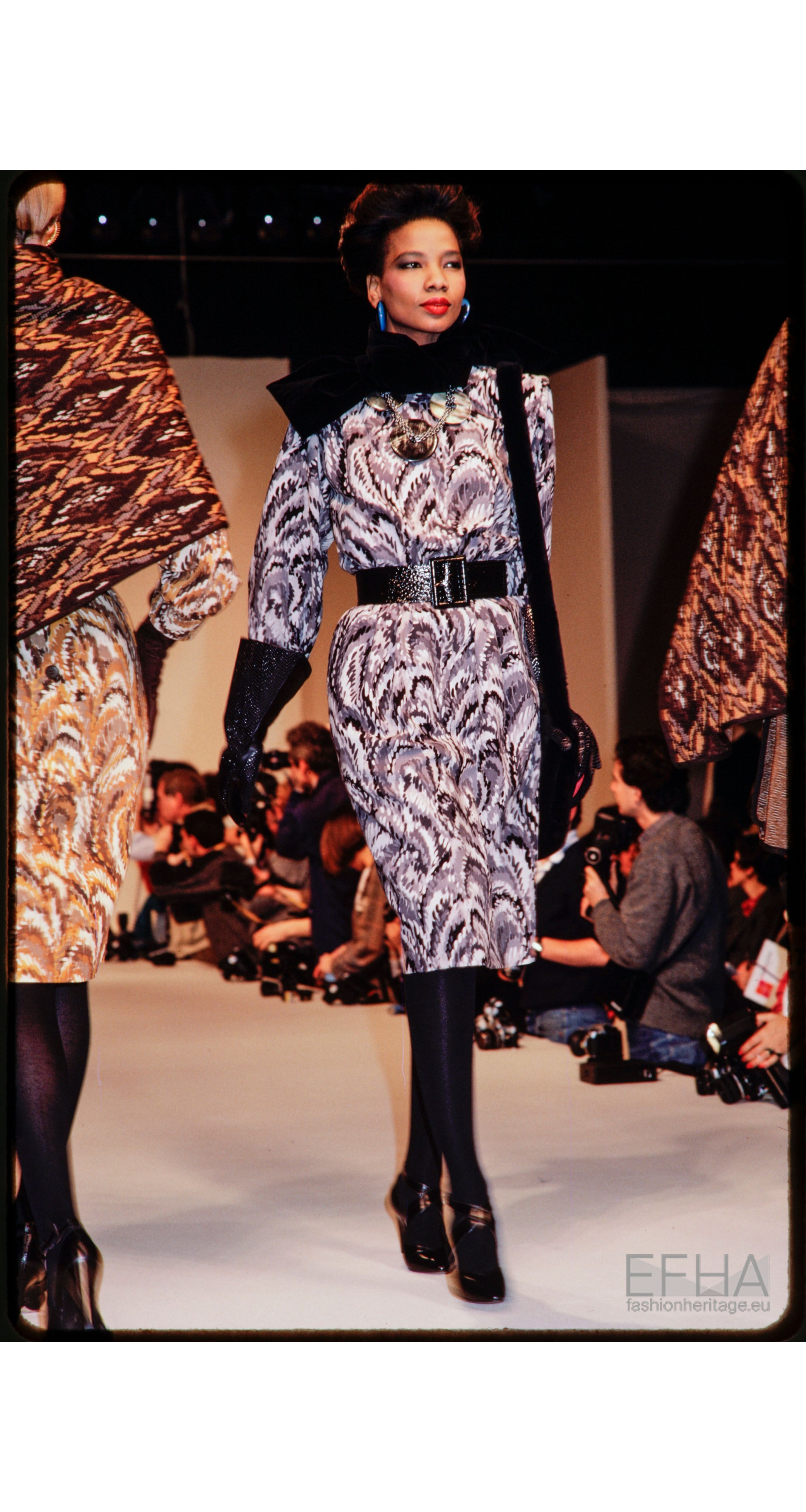 1985-86 F/W Marbled Monochrome Wool Challis Dress