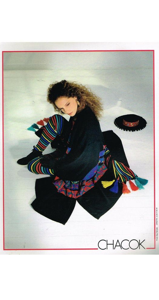 1989 Multicolor Striped Wool Knit Wide-Leg Pants