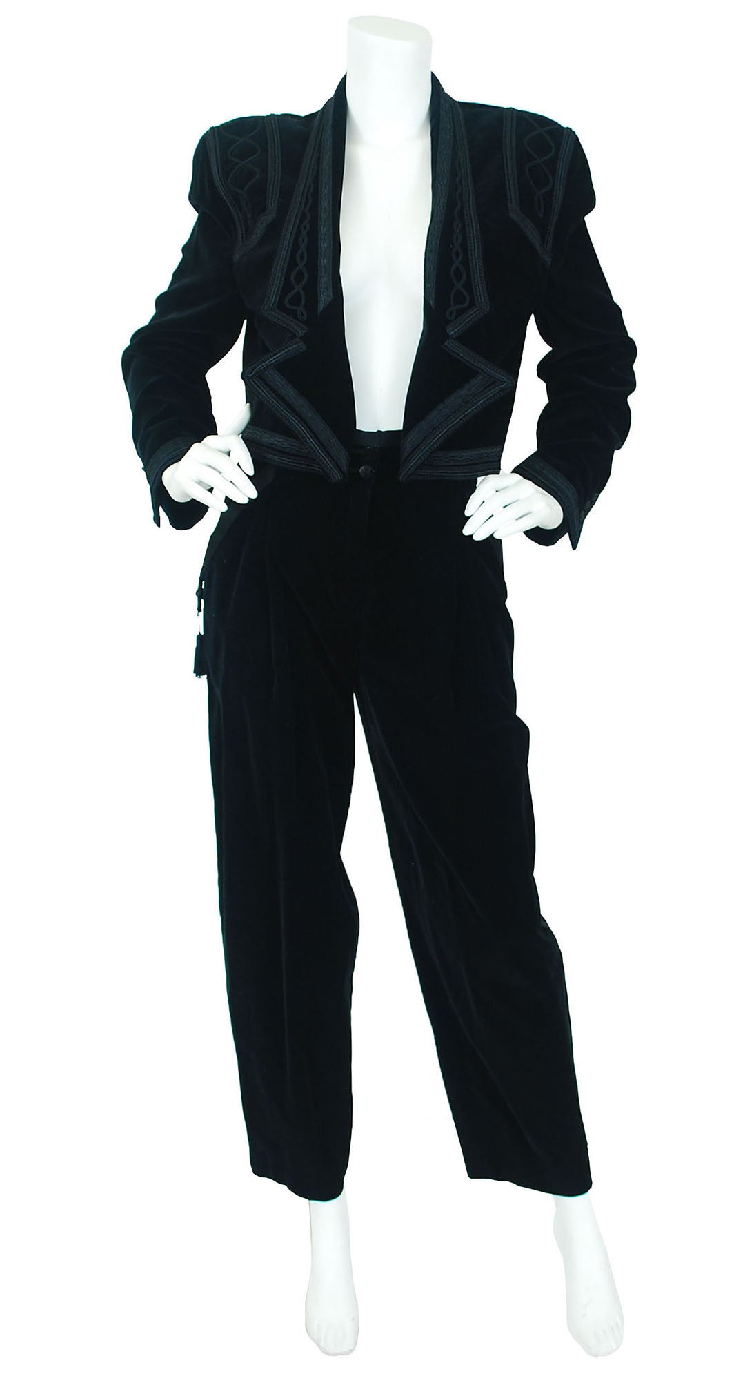 1980s Matador Black Velvet Pant Suit
