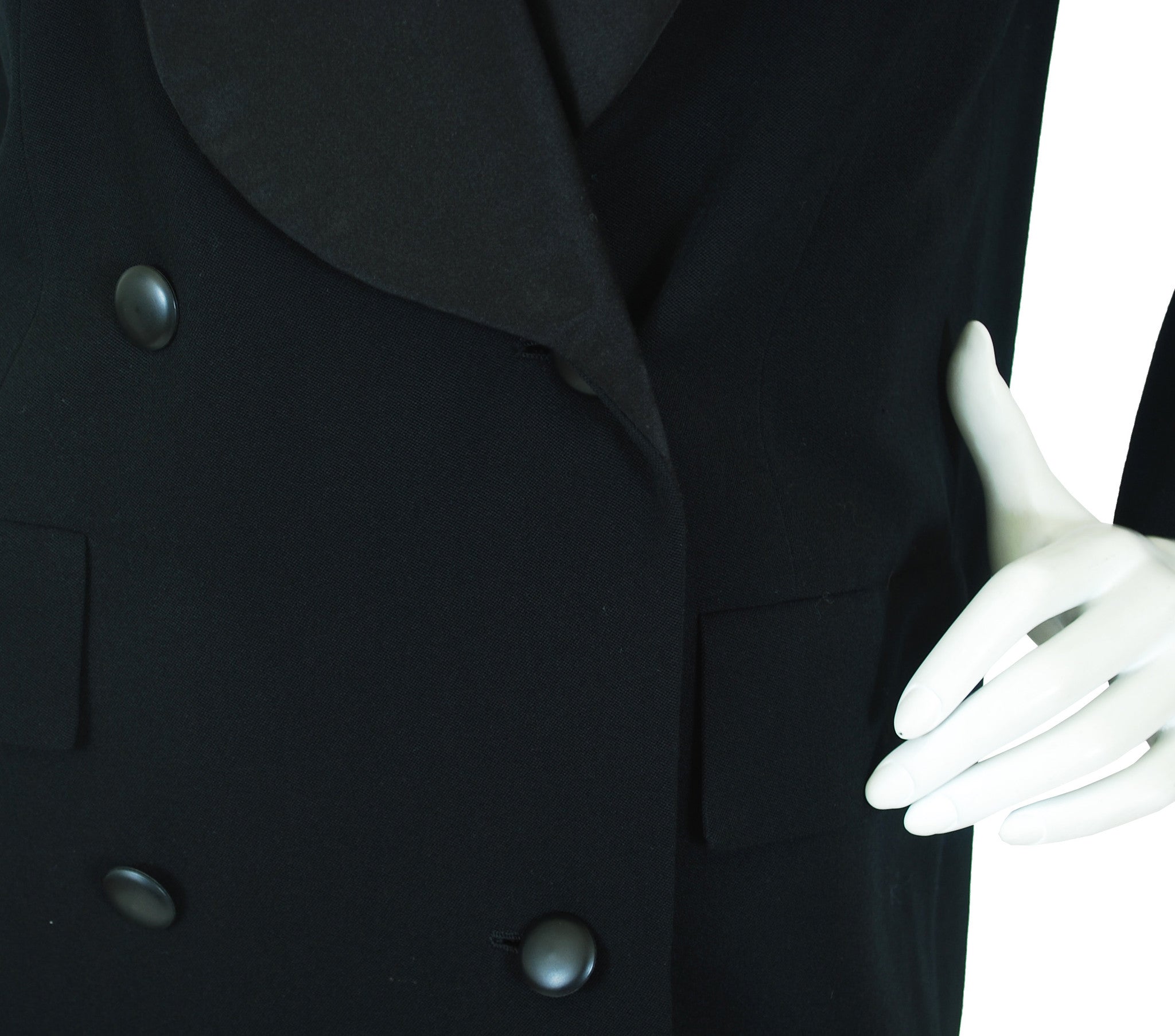 1980 F/W Haute Couture Black Wool Tuxedo Coat