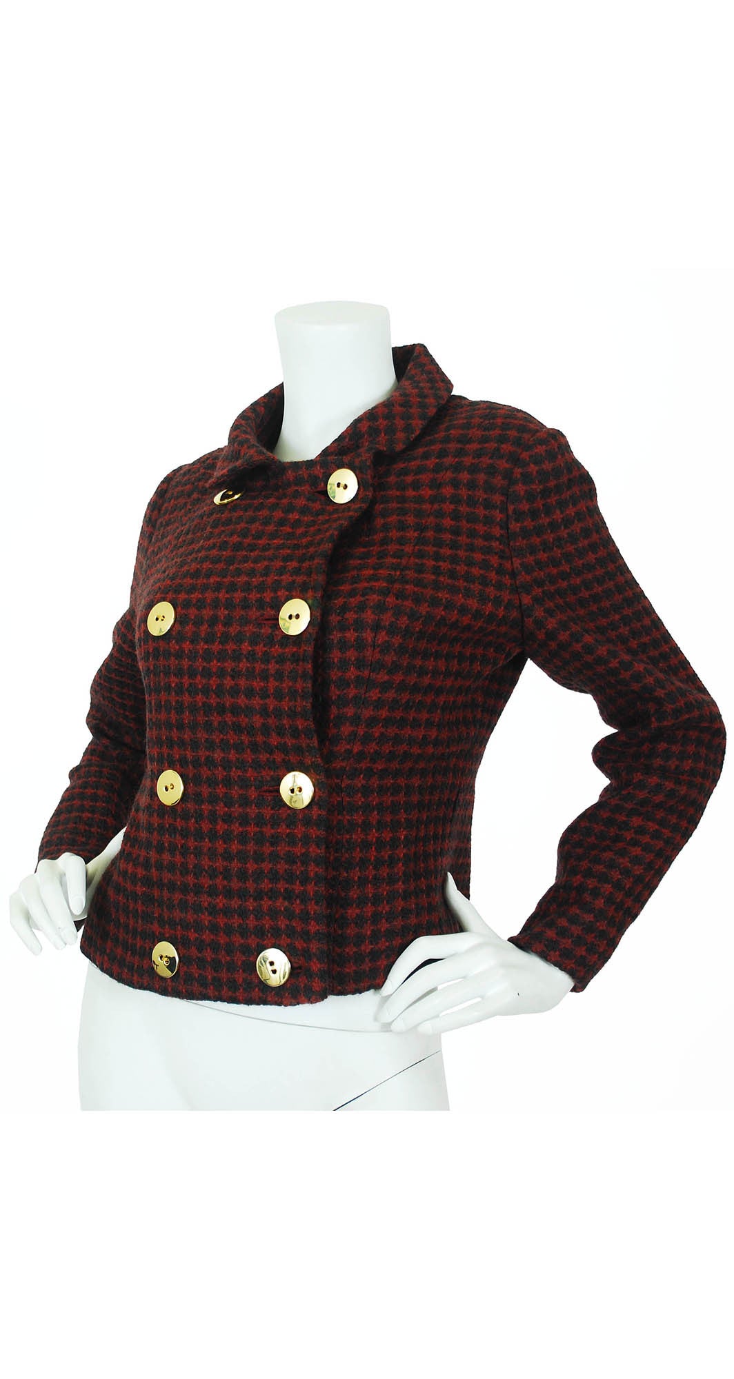 Early 1960s Red & Black Checkered Wool Jacket