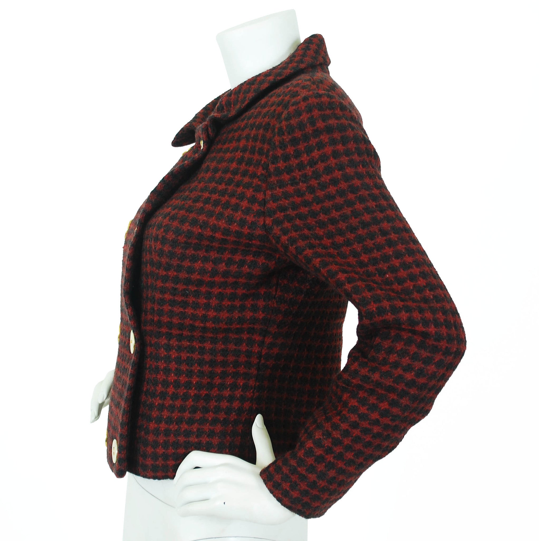 Early 1960s Red & Black Checkered Wool Jacket