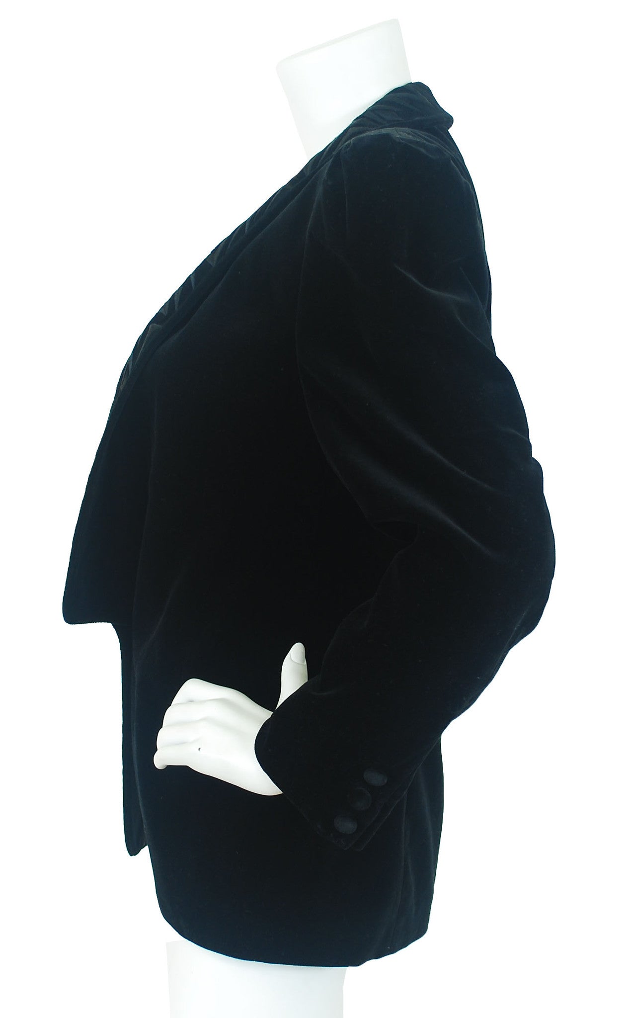 c.1982 Embroidered Lapel Black Velvet Blazer