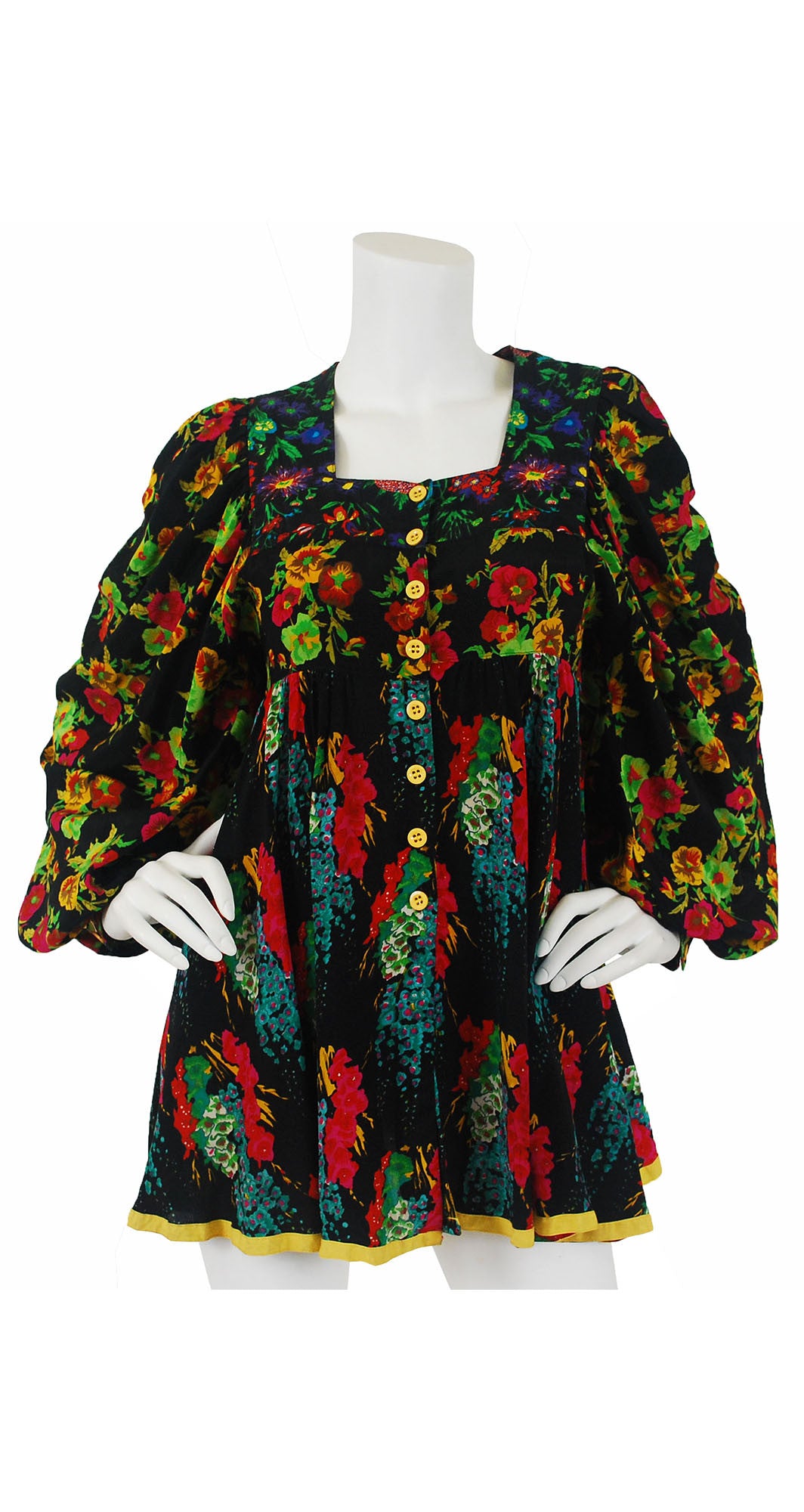 1970's Floral Billowing Sleeve Blouse