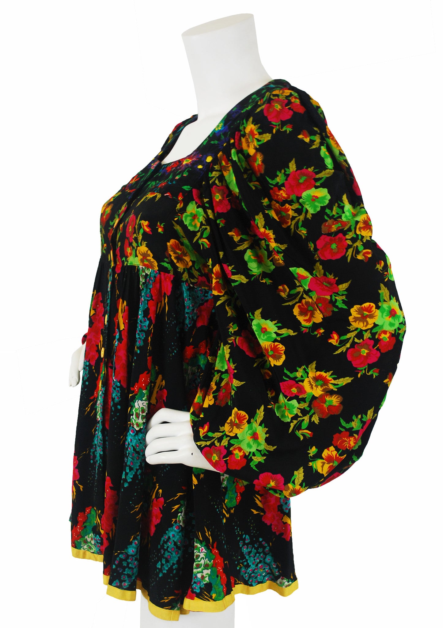 1970's Floral Billowing Sleeve Blouse