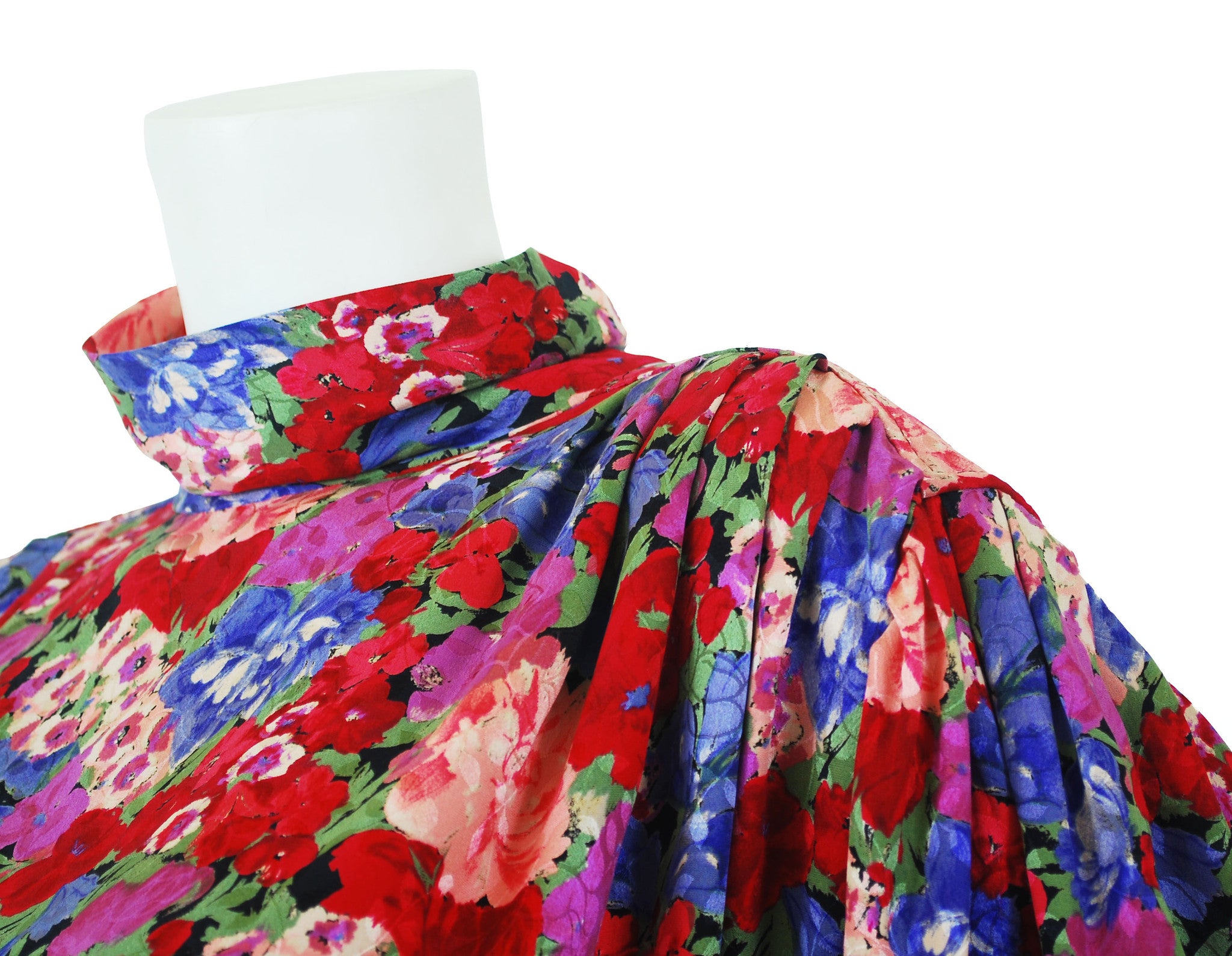 1980s Floral Jacquard Silk Sac Dress