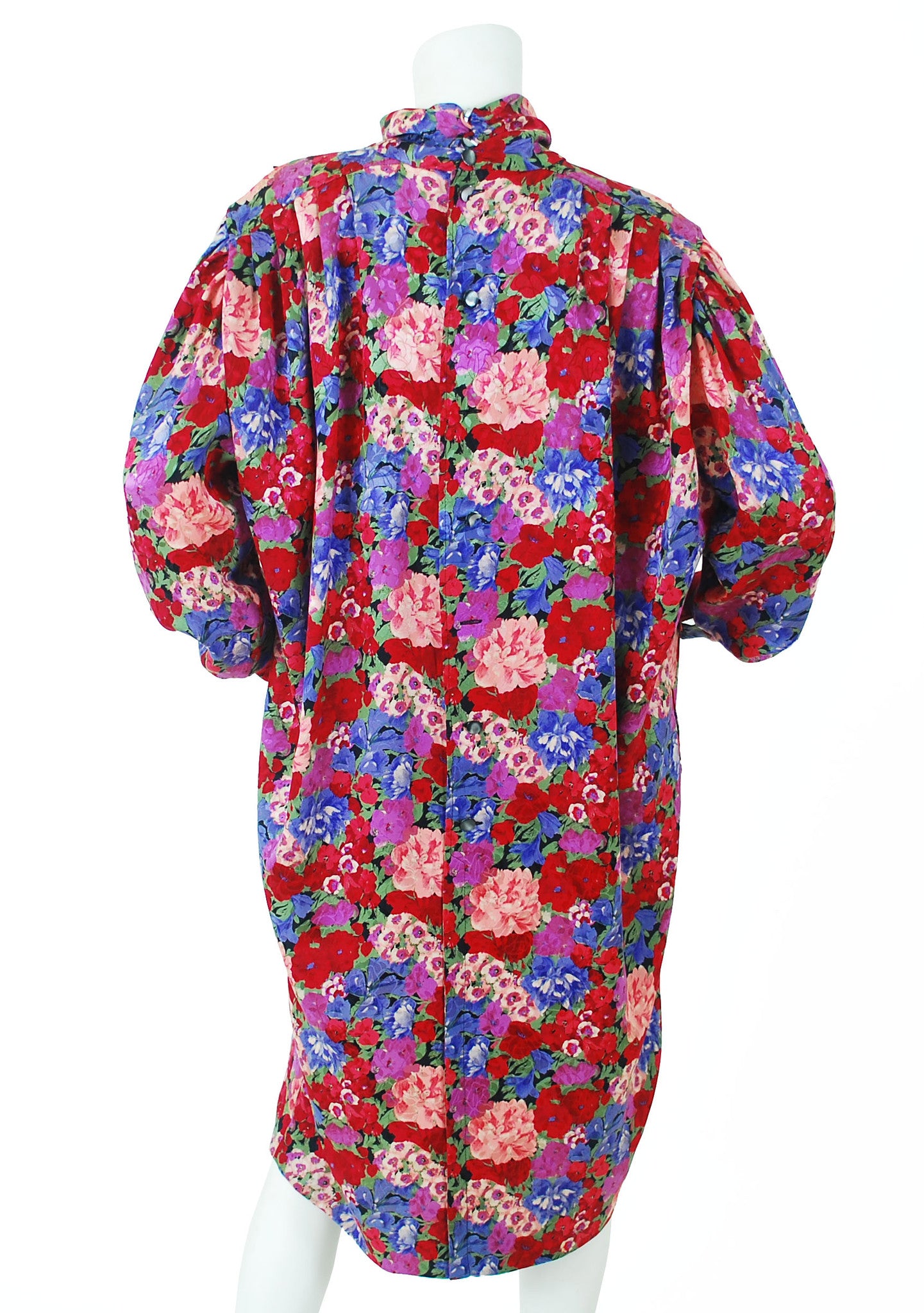 1980s Floral Jacquard Silk Sac Dress