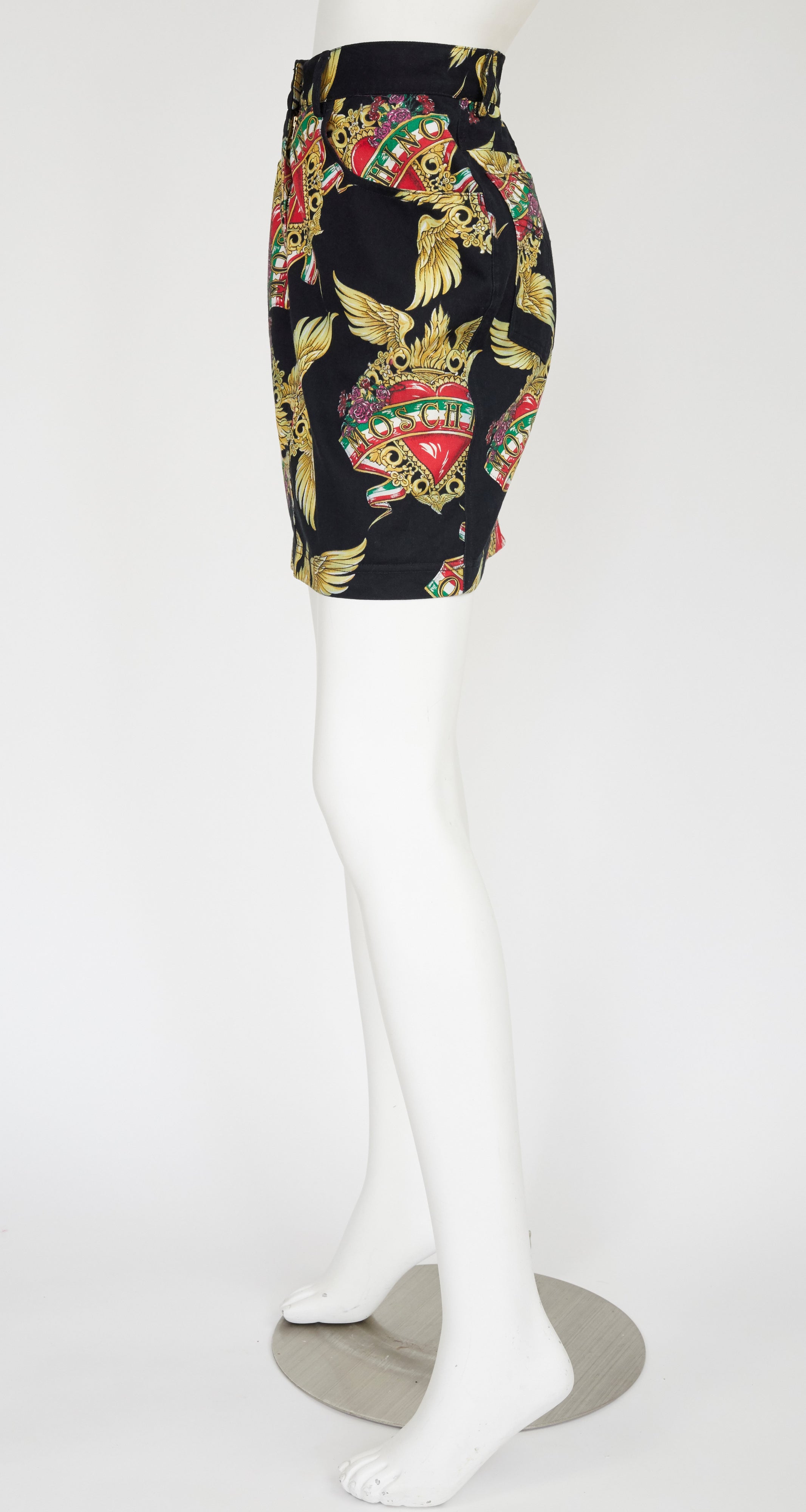 1990s Winged Heart Denim Mini Skirt