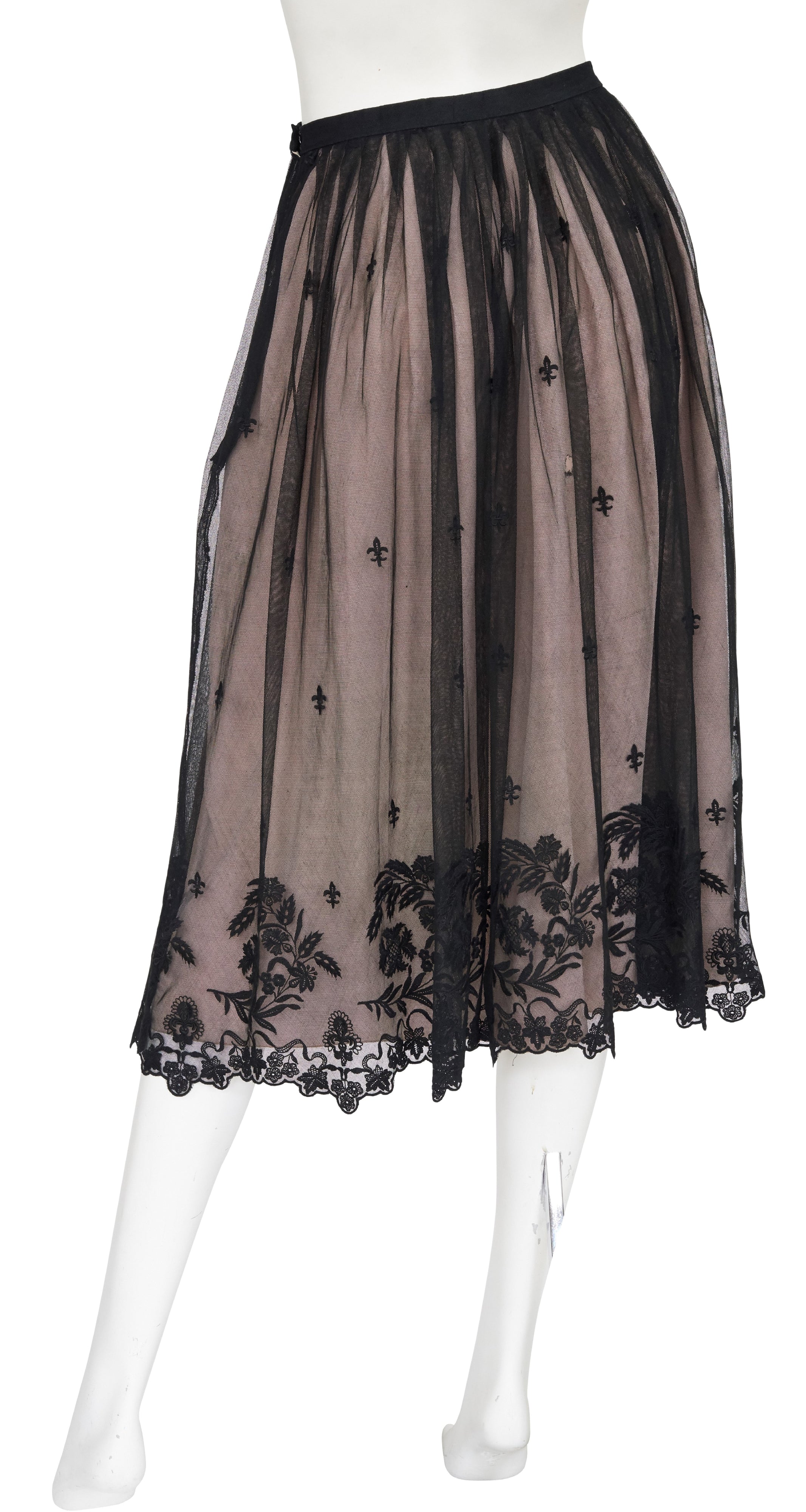 1970s Fleur-de-lis Lace & Silk Ballerina Skirt