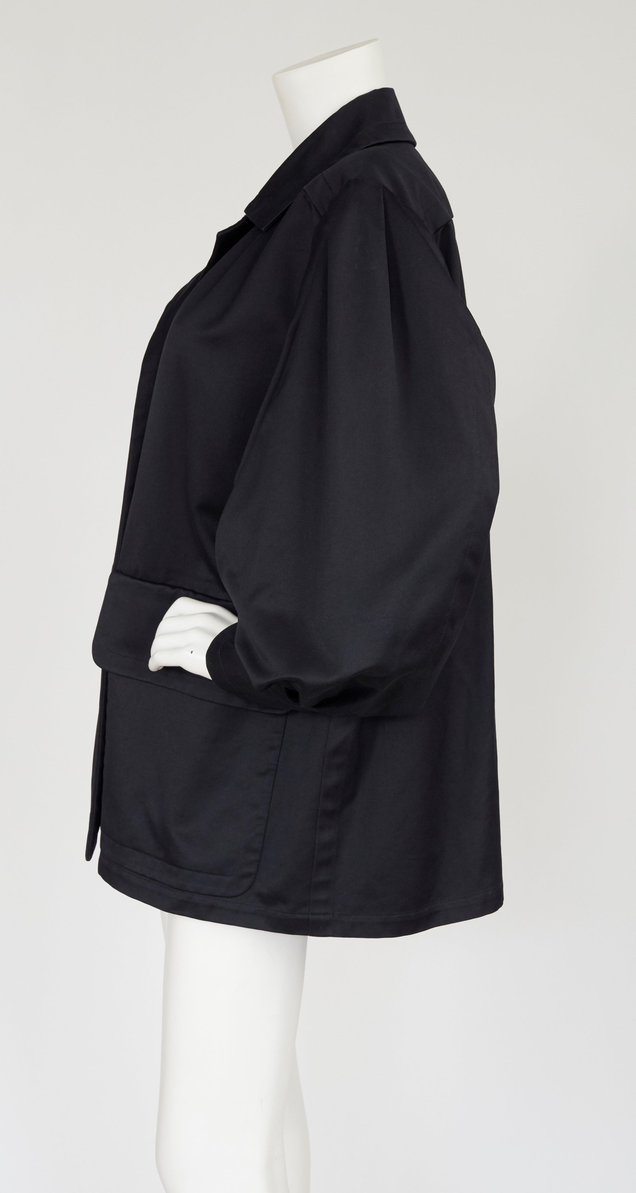 1970s Black Cotton Balloon Sleeve Jacket