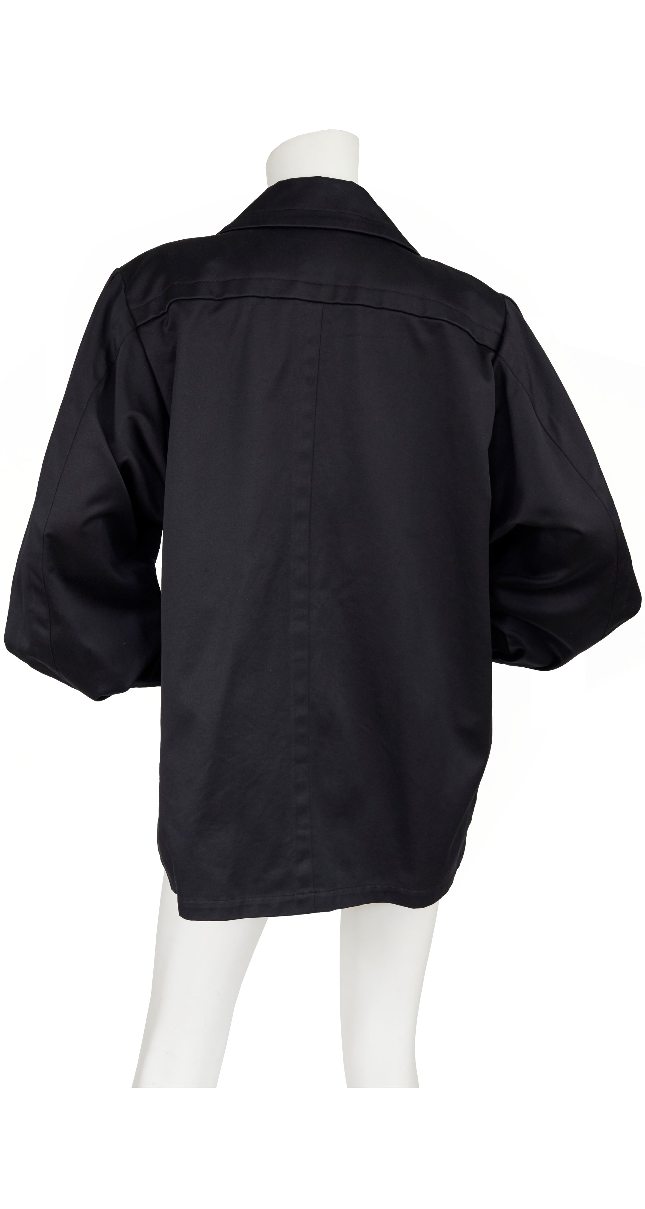 1970s Black Cotton Balloon Sleeve Jacket