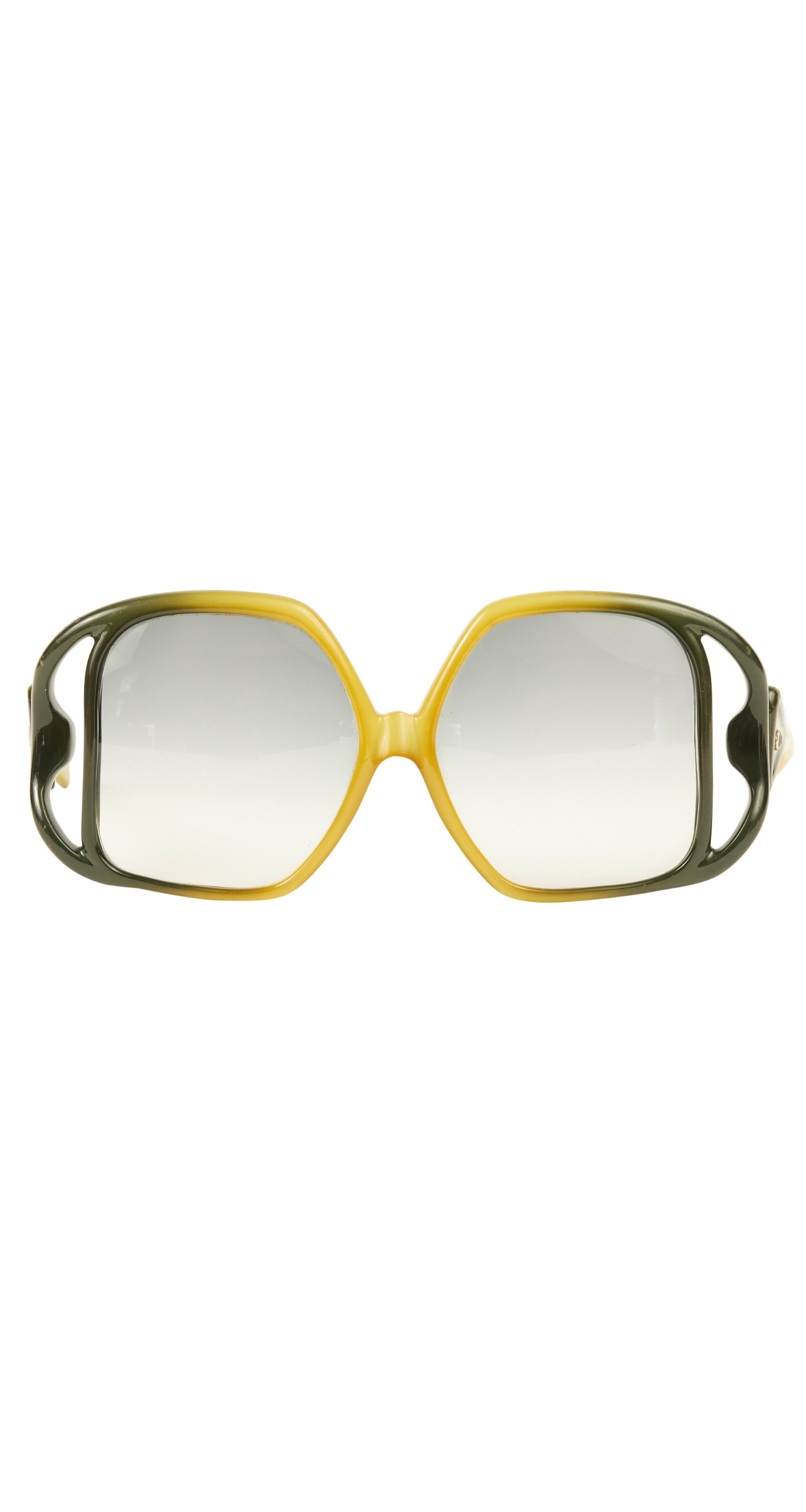 1973 Documented Optyl D02 Oversized Gradient Cut-Out Sunglasses