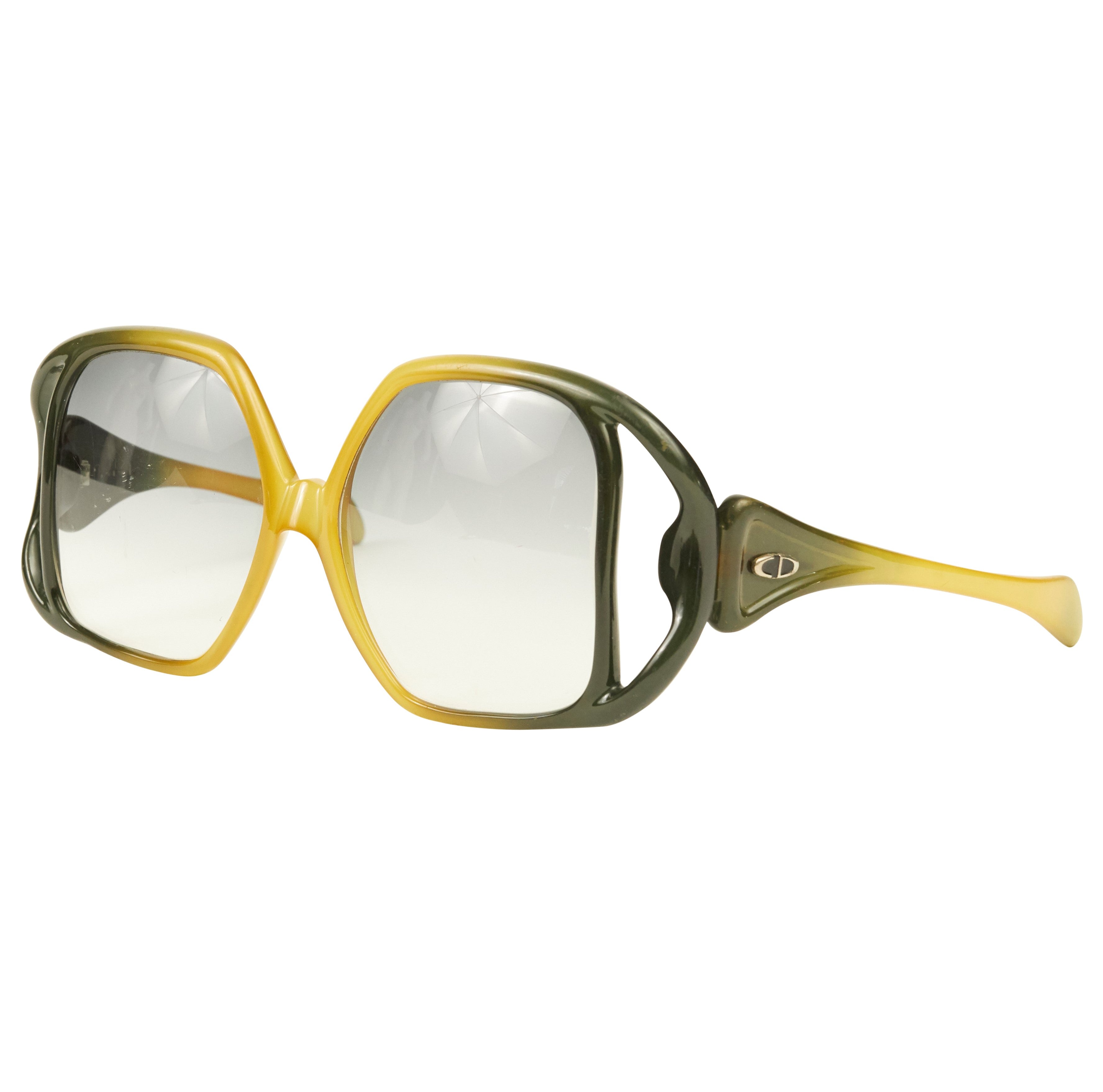 1973 Documented Optyl D02 Oversized Gradient Cut-Out Sunglasses
