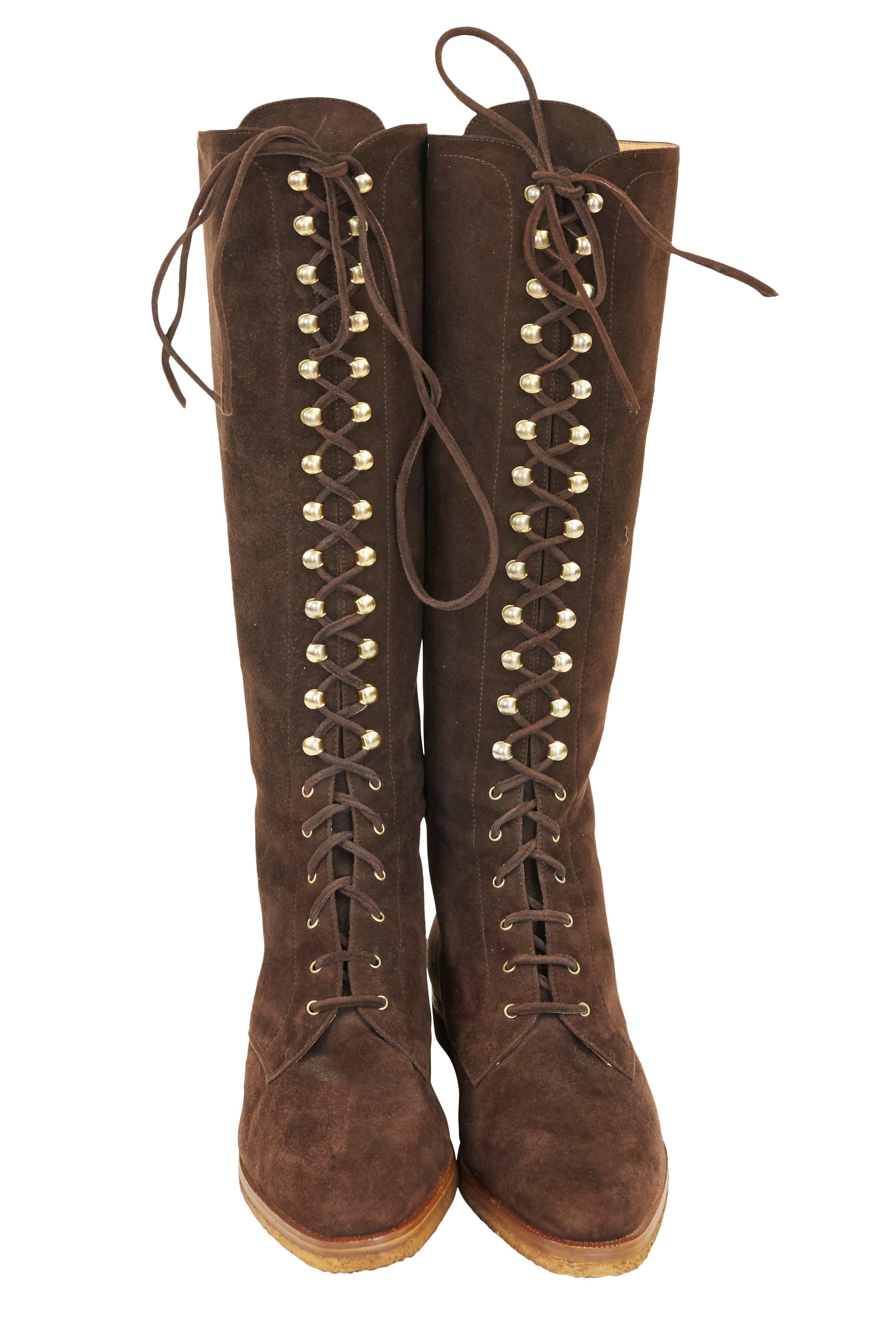 1990s Brown Suede Lace-Up Riding Boots