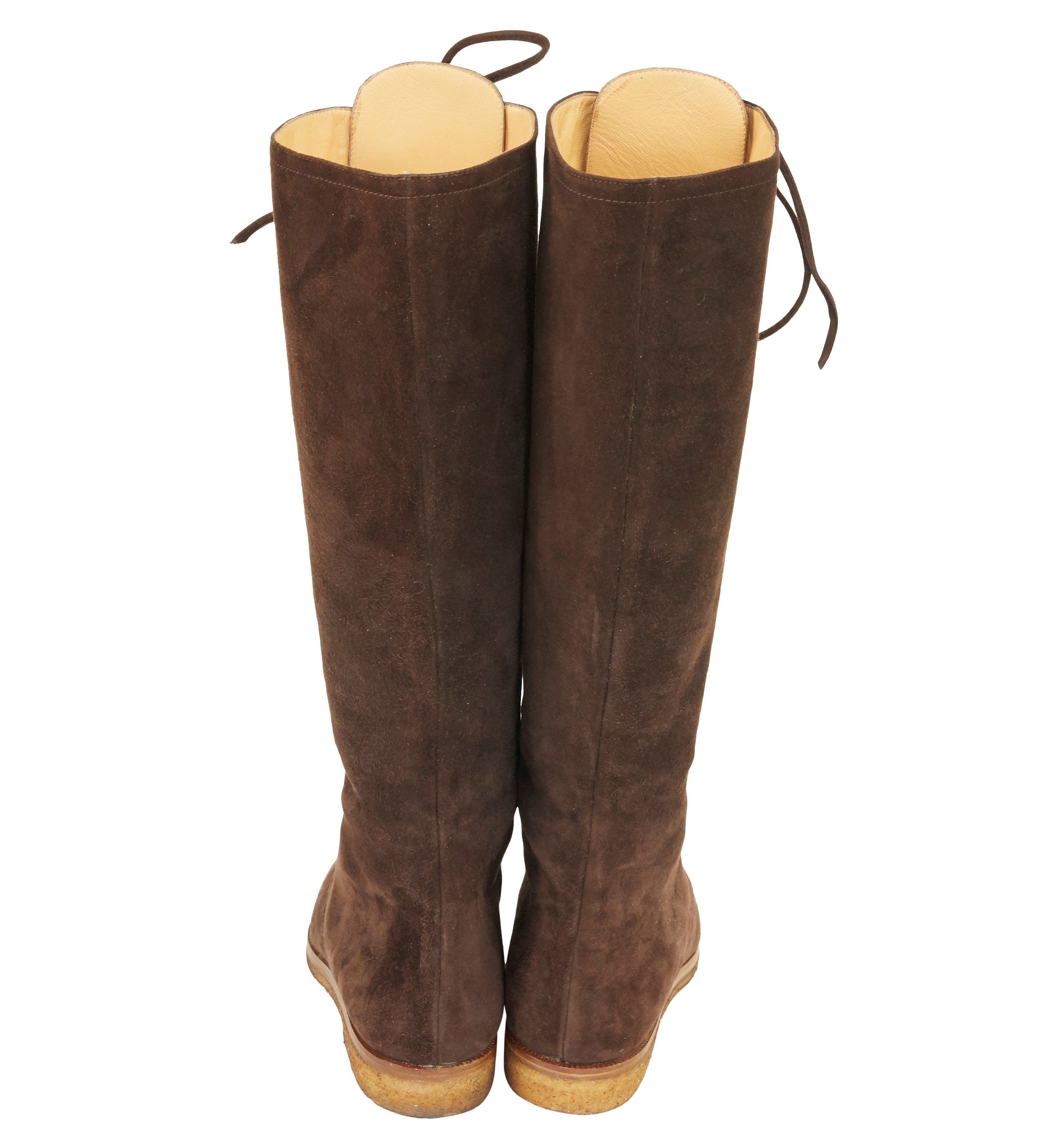 1990s Brown Suede Lace-Up Riding Boots