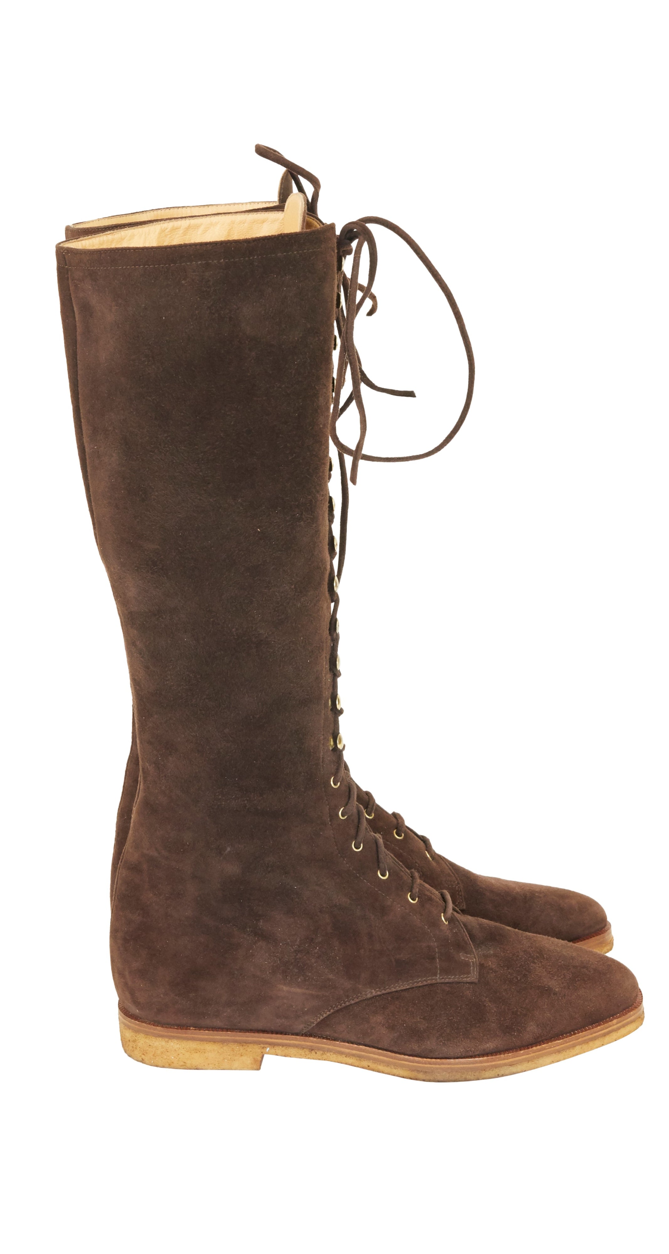 1990s Brown Suede Lace-Up Riding Boots
