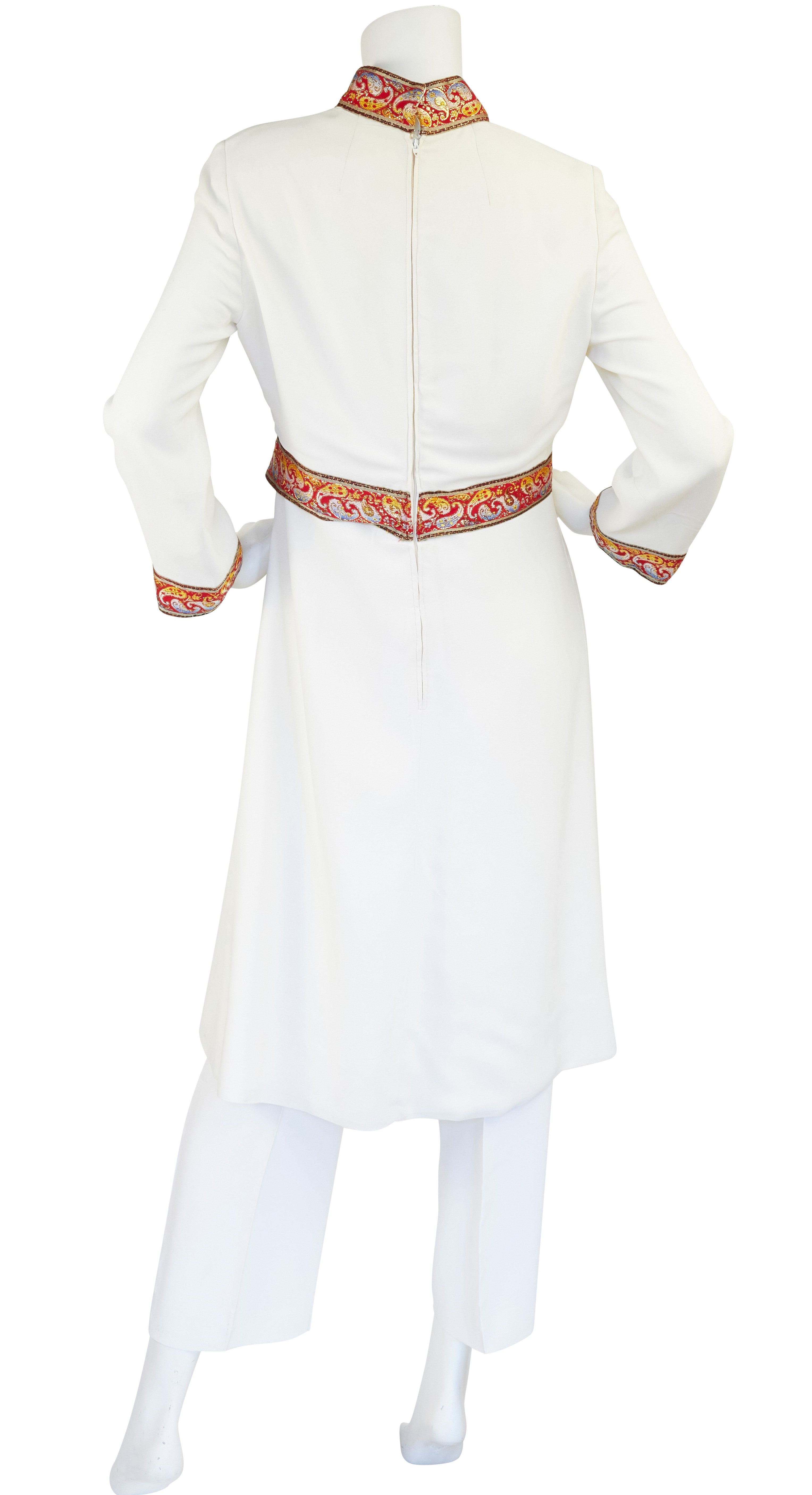 1960s Metallic Paisley & White Crepe Outfit